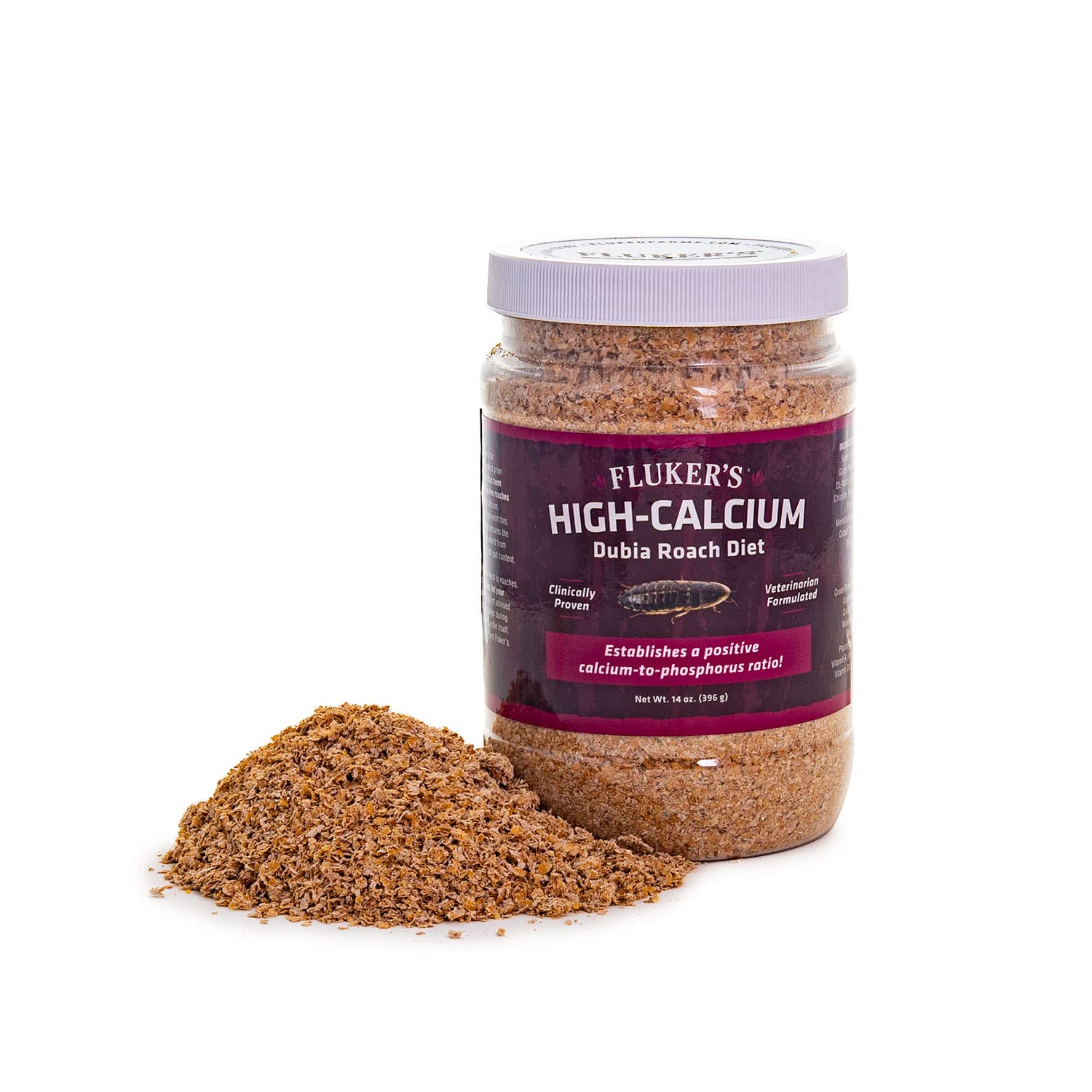 Flukers High Calcium Dubia Roach Diet, Can Be Used as a Gut-Loading Food or Bedding, 14 oz