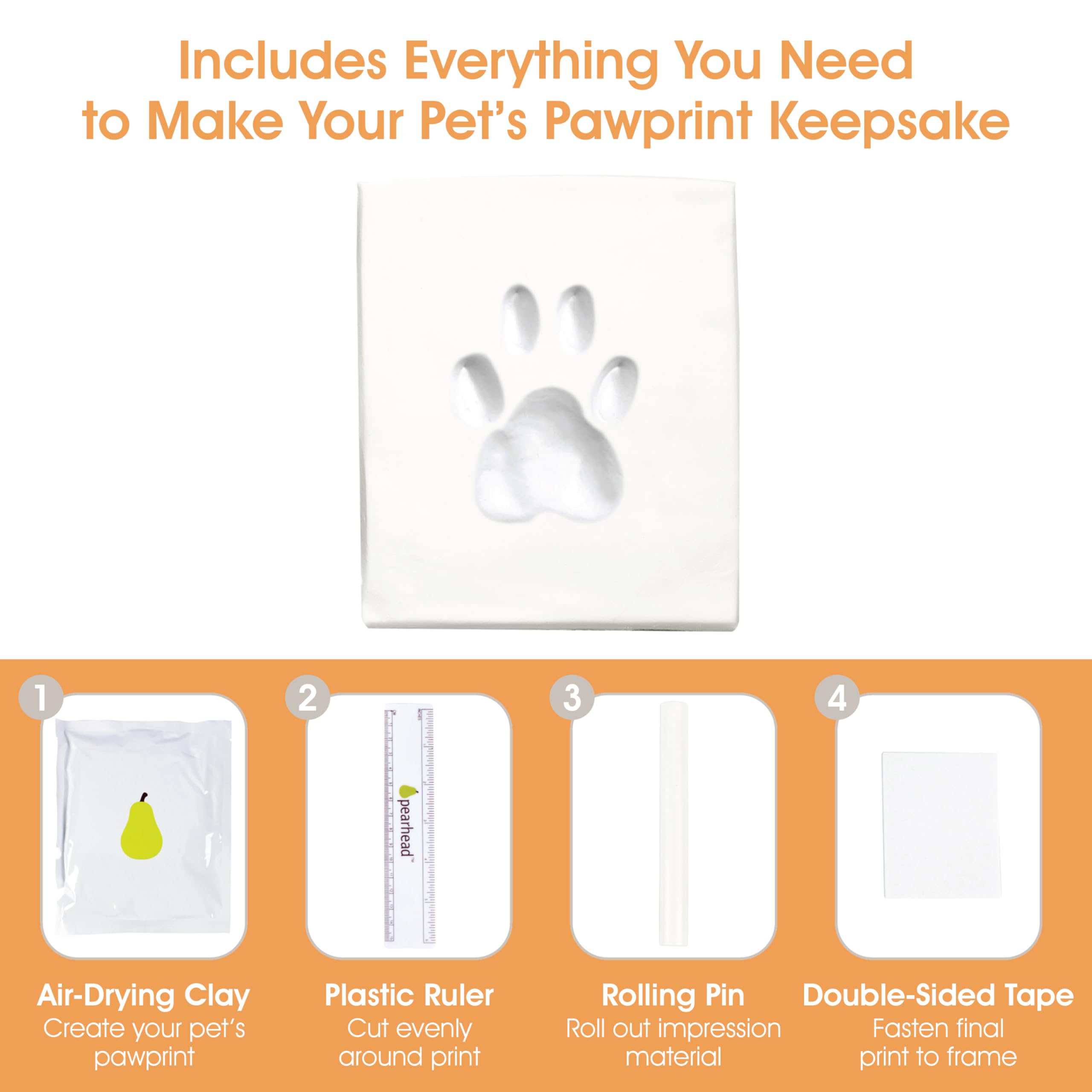 Pearhead Pet Memorial Box With Paw Print Impression Kit - Pet Owner Memory Keepsake, Urn For Dogs And Cats, Storage For Ashes, Collar, Toys And Mementos, Includes Clay For Pawprint, Black