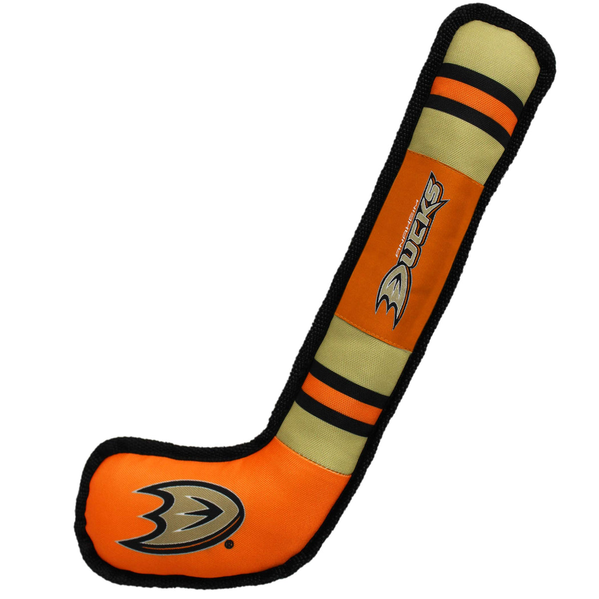Pets First Dog Toy Tough Nylon With Inner Squeaker Licensed By Nhl Anaheim Ducks Hockey Stick Toy For Dogs & Cats. Play Hockey W