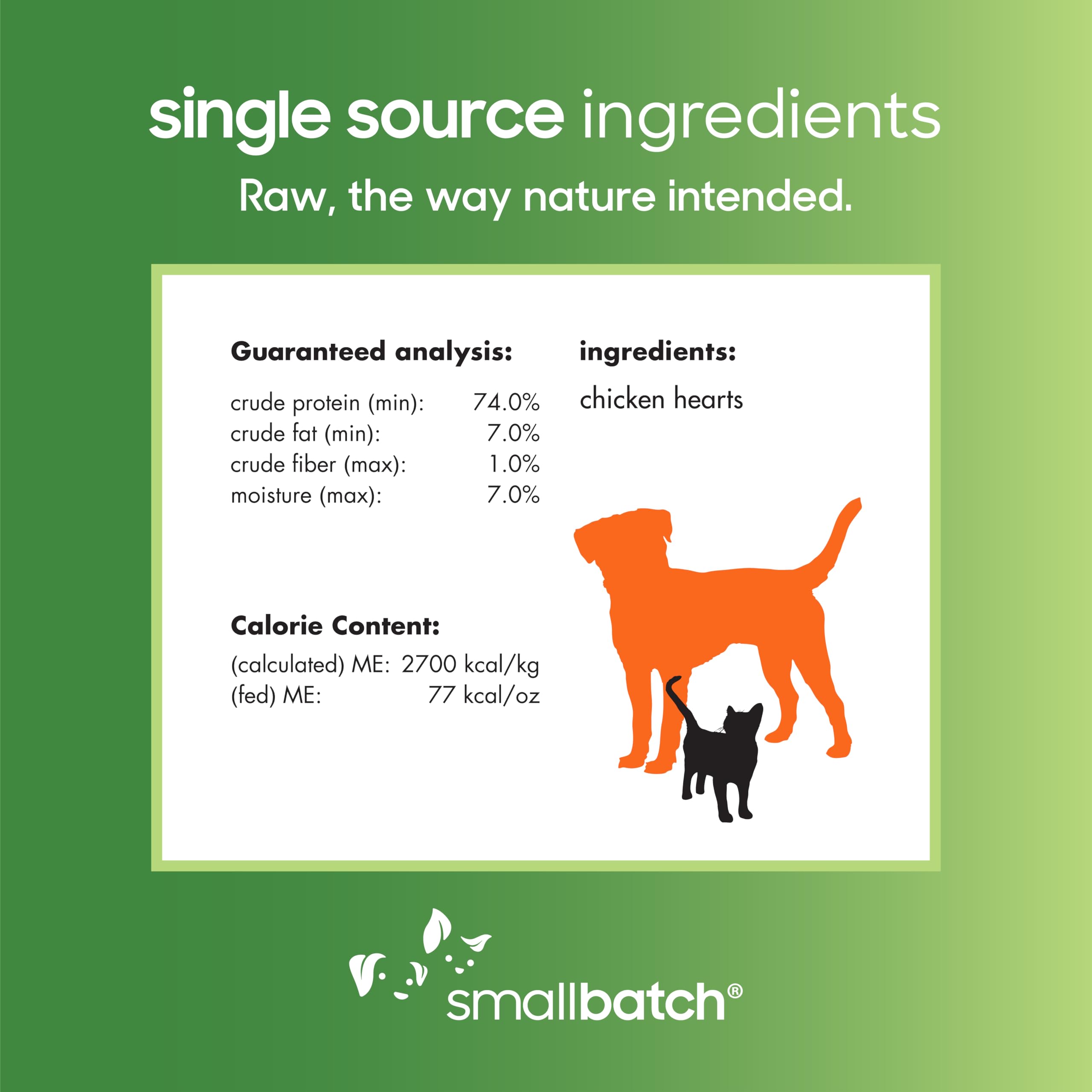 smallbatch Pets Premium Freeze-Dried Chicken Heart Treats for Dogs and Cats, 3.5 oz, Made and Sourced in The USA, Single Ingredi