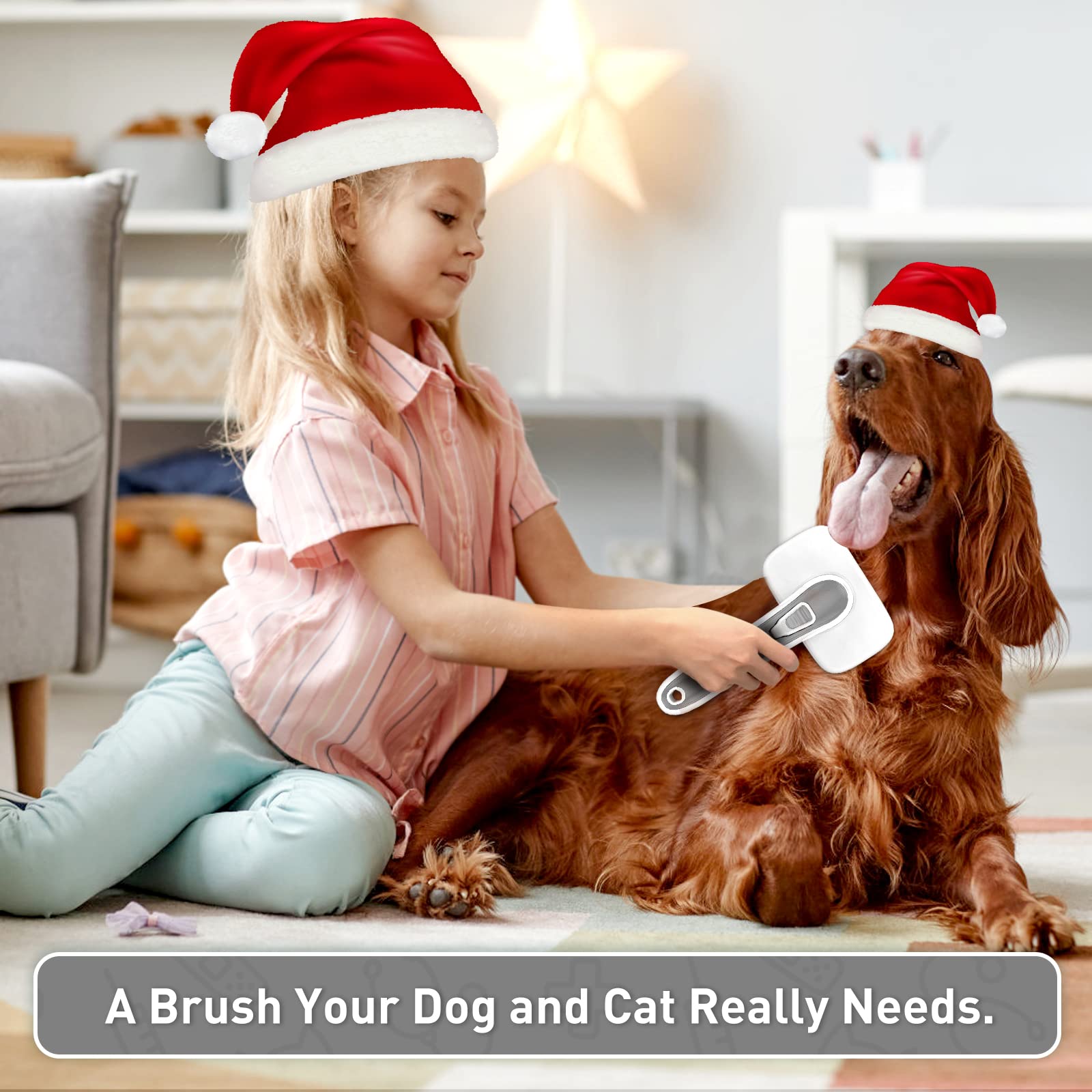 Dogs Cats Self Cleaning Slicker Brush For Shedding & Grooming Any Breed Of Pets, Pain Free Remove Loose Undercoat Knots Mats Tangled Hair For Small Medium Large Animal With Long Short Fur Length-Gray