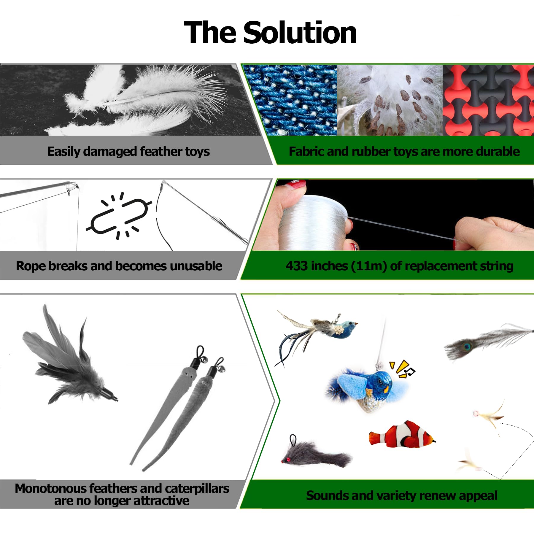 Trumoon Cat Interactive Feather Toy Replacement Set. For Interactive Toys Refills And Replacements (Feather Set)