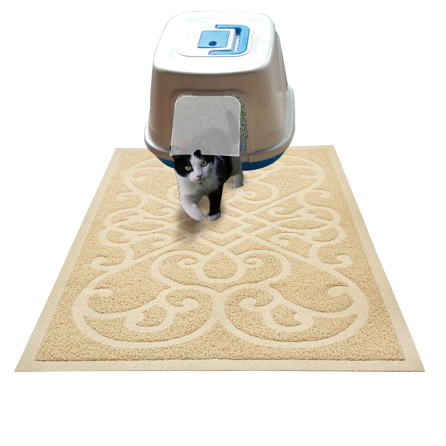 PetLike Cat Litter Box Mat, Thick Kitty Litter Trapping Mat, Durable,Waterproof &Washable with NonSlip Backing, Soft on Kitty P