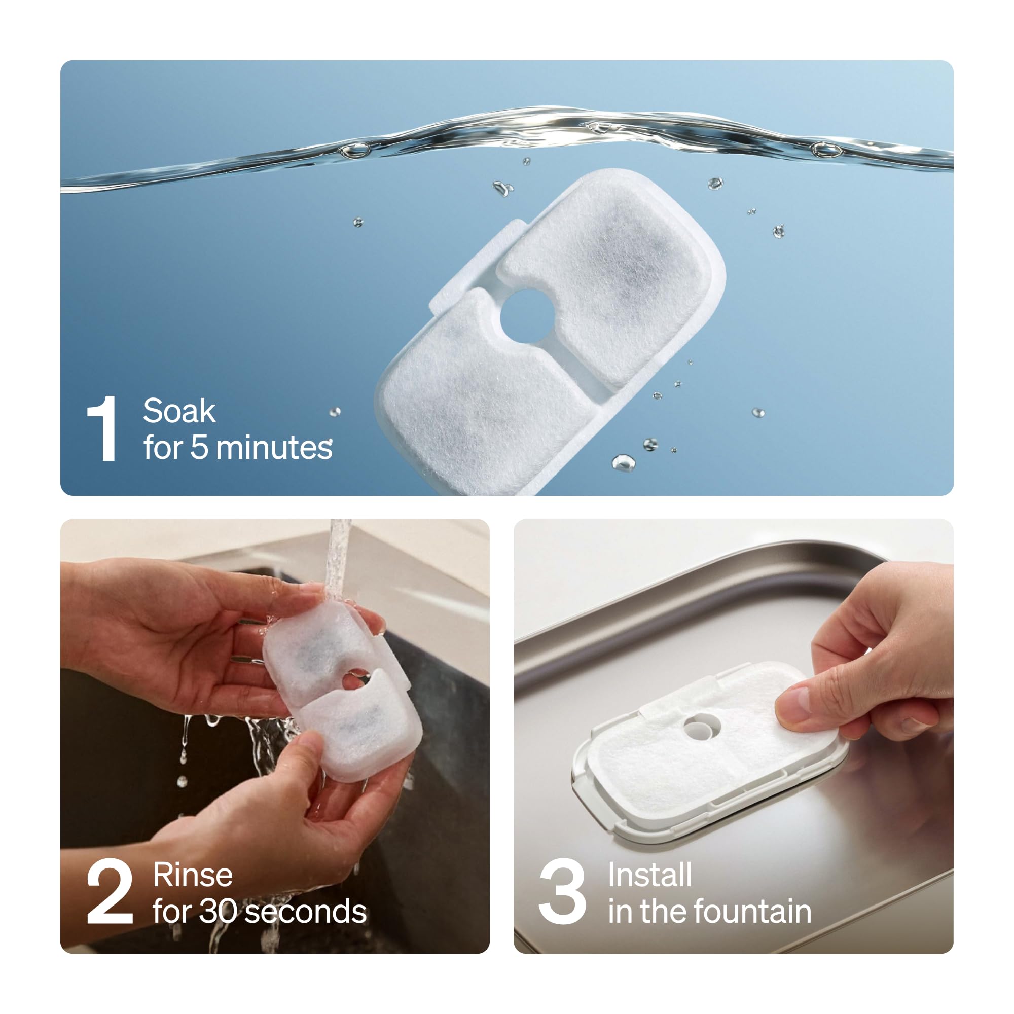 PETLIBRO Cat Water Fountain Filter Replacement, 8 Packs Pet Fountain Filter & Sponges for Dockstream WF106/WF116/WF105/WF115/WF0
