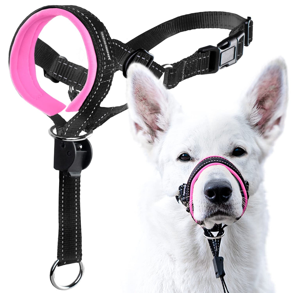 Goodboy Dog Head Halter With Safety Strap - Stops Heavy Pulling On The Leash - Padded Headcollar For Small Medium And Large Dog Sizes - Head Collar Training Guide Included (Size 3, Pink)