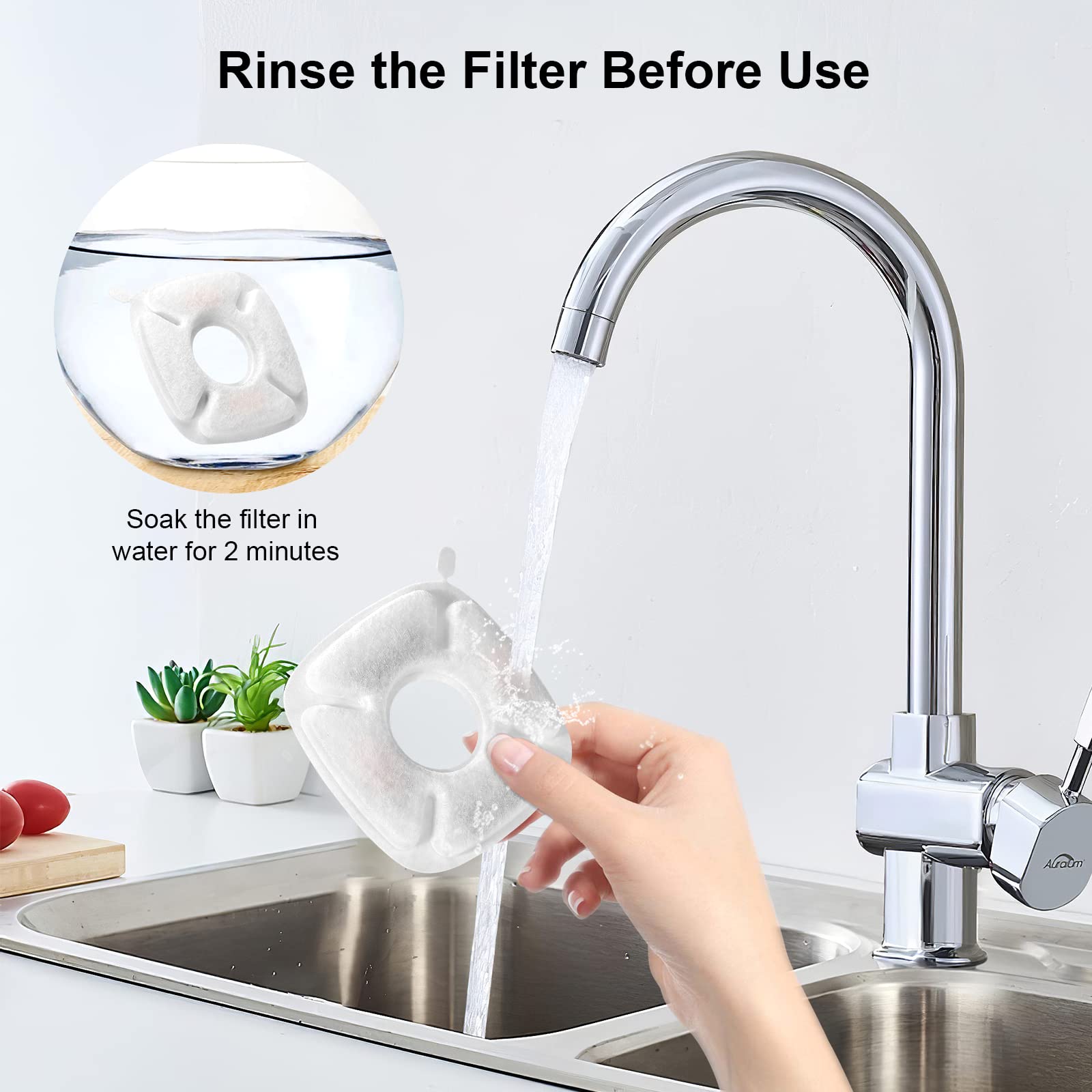 16 Pack Replacement Filters & 16 Pack Replacement Pre-Filter Sponges For Veken 95Oz/2.8L Bellflower Pet Fountain Cat Water Fount