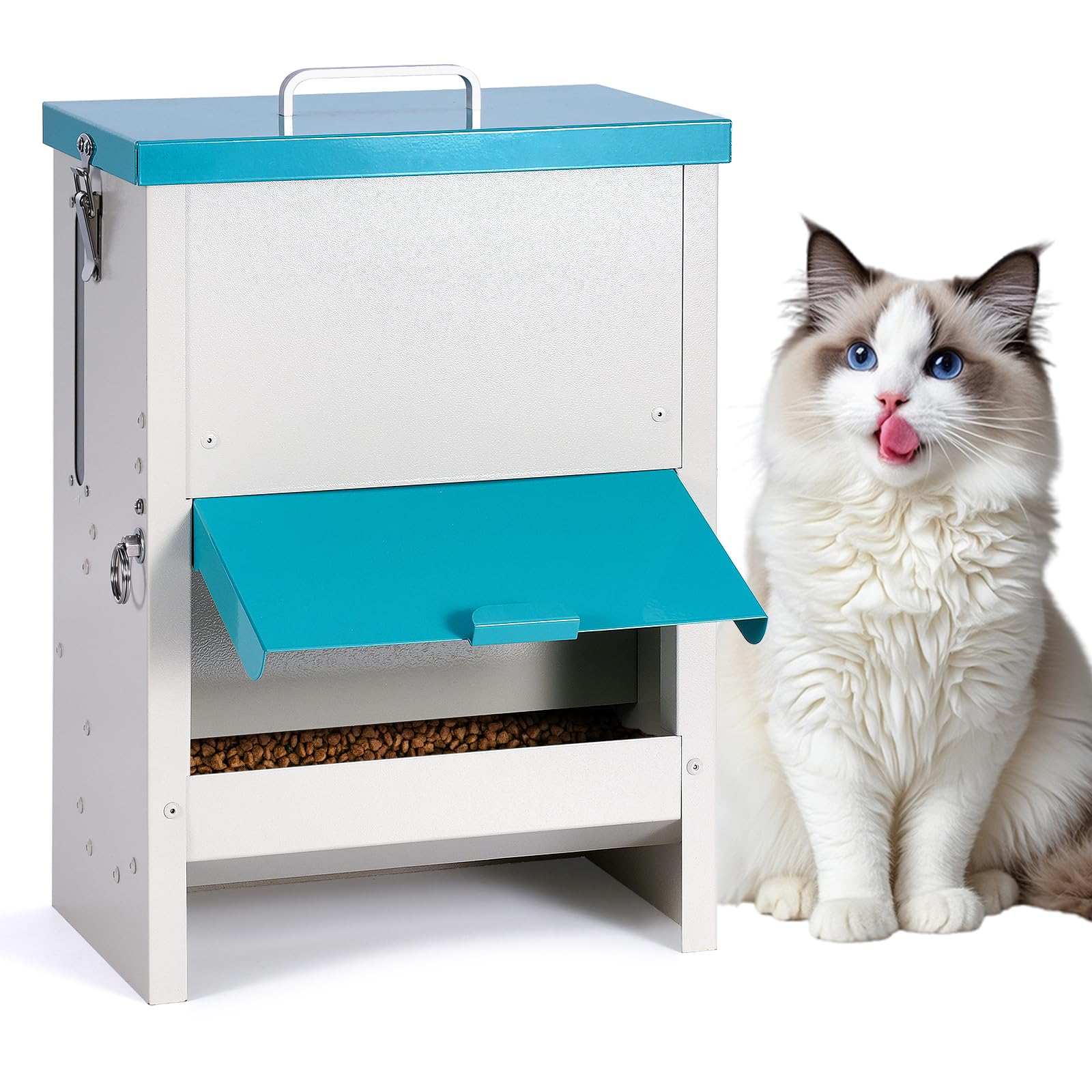 CBKKLHY Automatic Cat Feeder Outdoor Gravity Cat Dry Food Dispenser Waterproof Pet Feeding Station for Stray, Feral Cats, Puppie