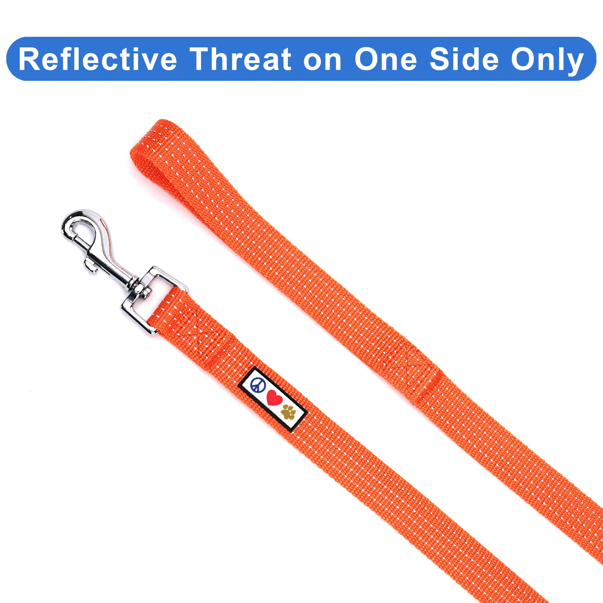 Pawtitas Pet / Puppy 6 - feet Reflective Dog Leash Medium / Large 1 Inch Orange Matching Collar and Harness sold separately.