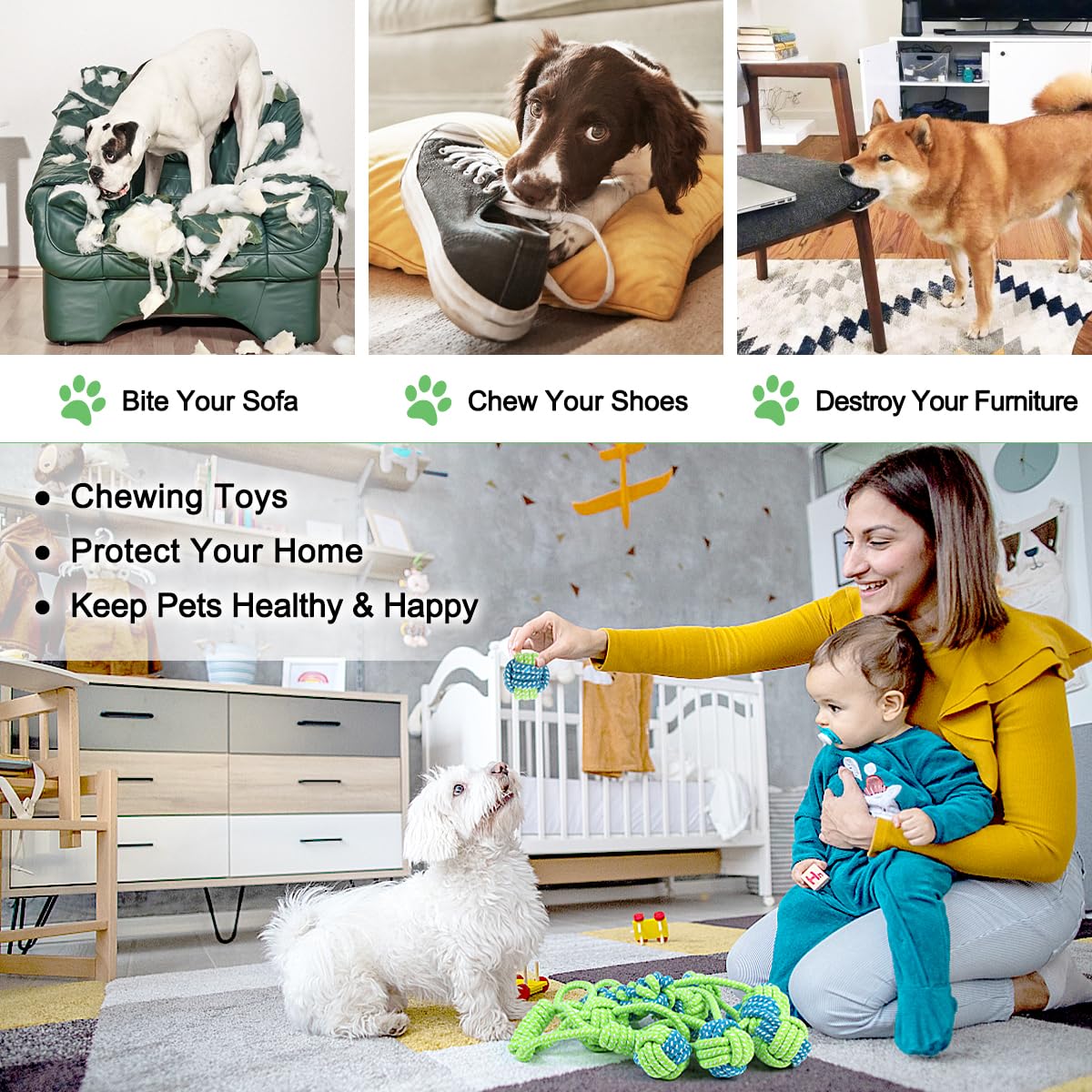 Etaccu Dog Rope Toys For Small Dogs And Puppy, 8 Pack Dog Toys For Aggressive Chewers, Puppy Rope Toy For Boredom, Indestructibl