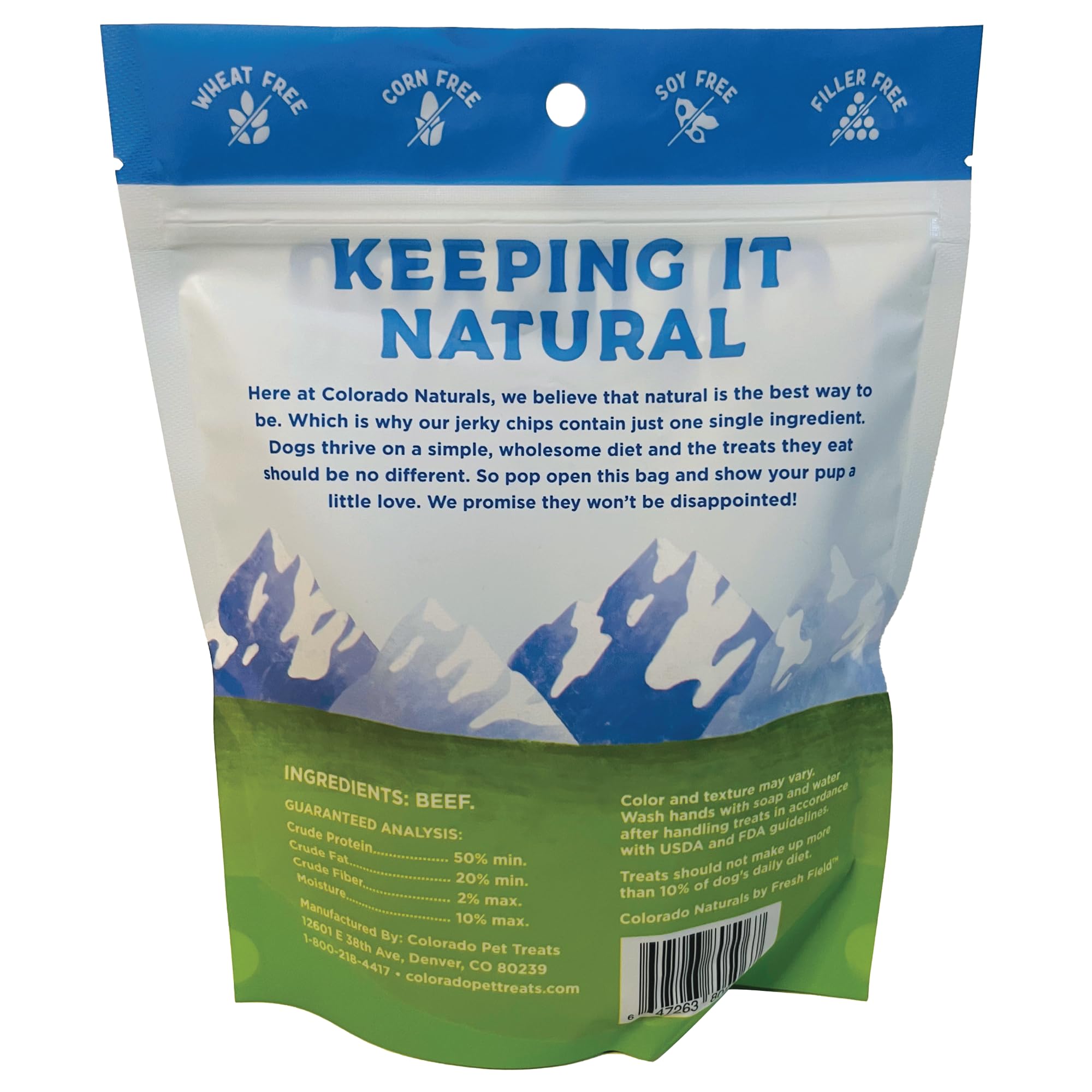 Colorado Naturals Beef Jerky Chips Dog Treats, All-Natural, 6 oz – Made in USA, No Fillers or Preservatives