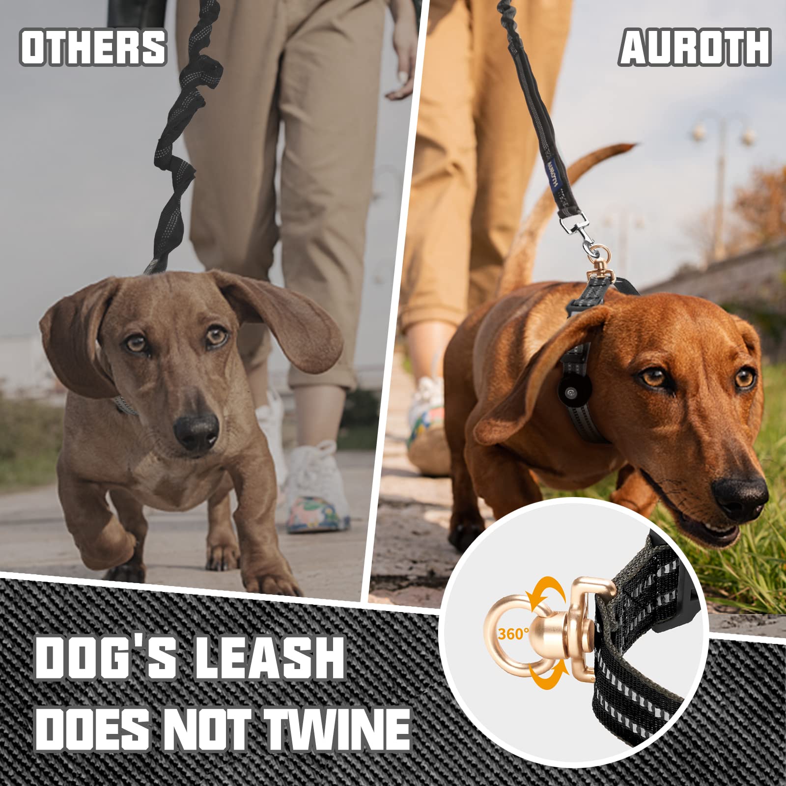 Auroth Adjustable Air Tag Dog Collar, Nylon Animal Collar For Medium Large Dogs, 360-Degree Swivel D Ring, Reflective Threads, S