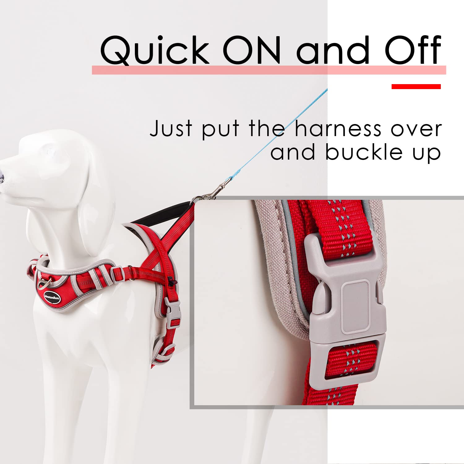 Adventuremore Dog Harness For Medium Dogs No Pull, Sport Dog Halter Harness Adjustable Reflective Dog Vest Escape Proof Dog Harn