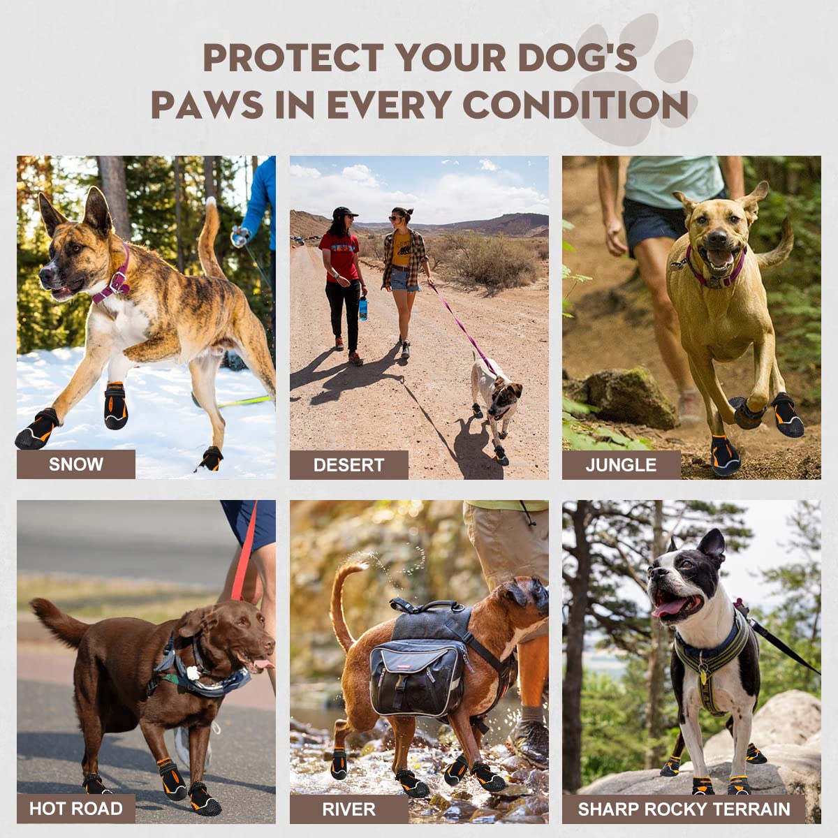 Boxxberk Dog Shoes For Large Dogs,Waterproof Dog Boots For Summer Hot Pavement Winter Snow,Anti-Slip Rubber Dog Booties Paw Prot