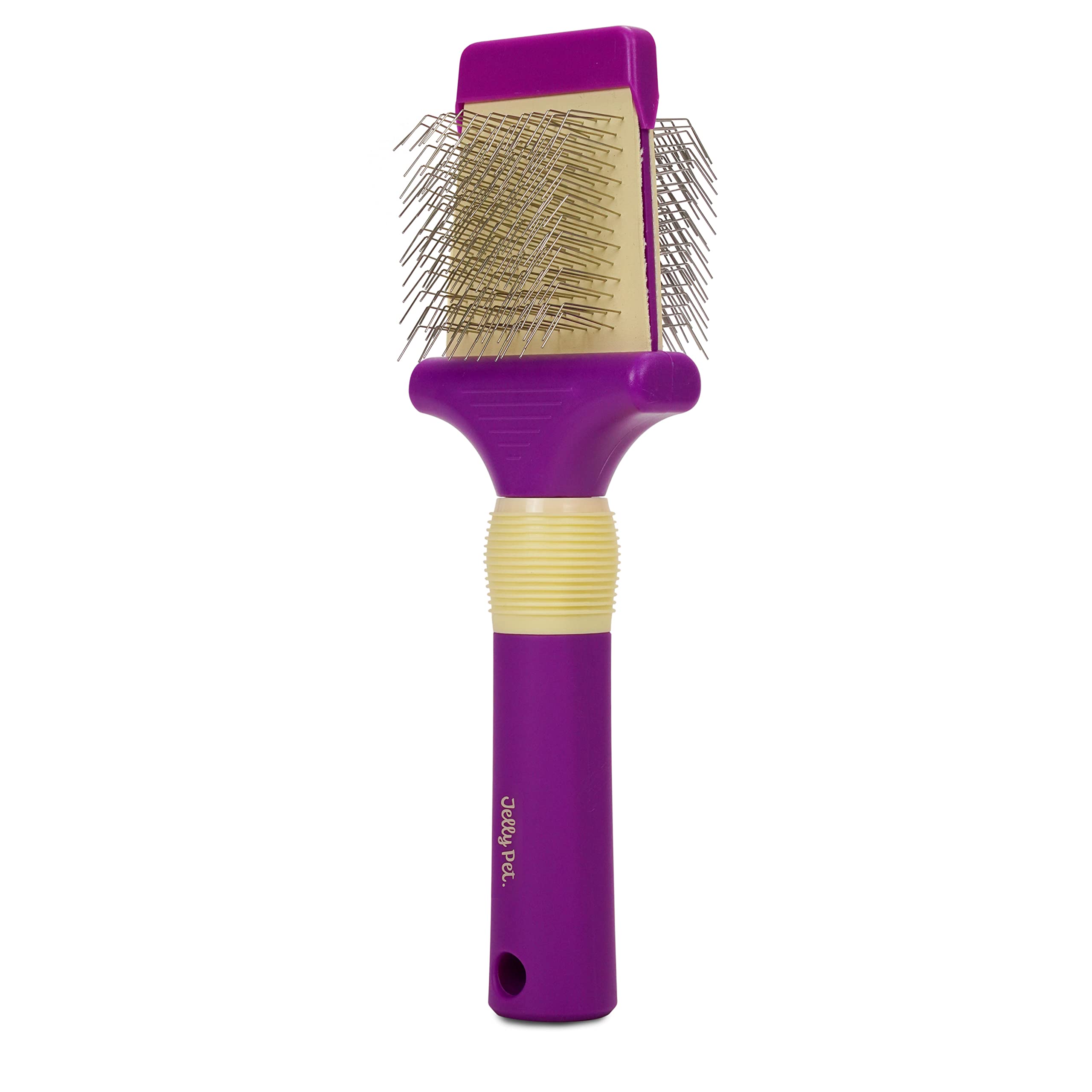 Jelly Pet Double Sided Slicker Brush, Longer Pins, Flexible Head, Fine/Coarse Sides, Removes Unwanted Tangles, Made in USA, Medi