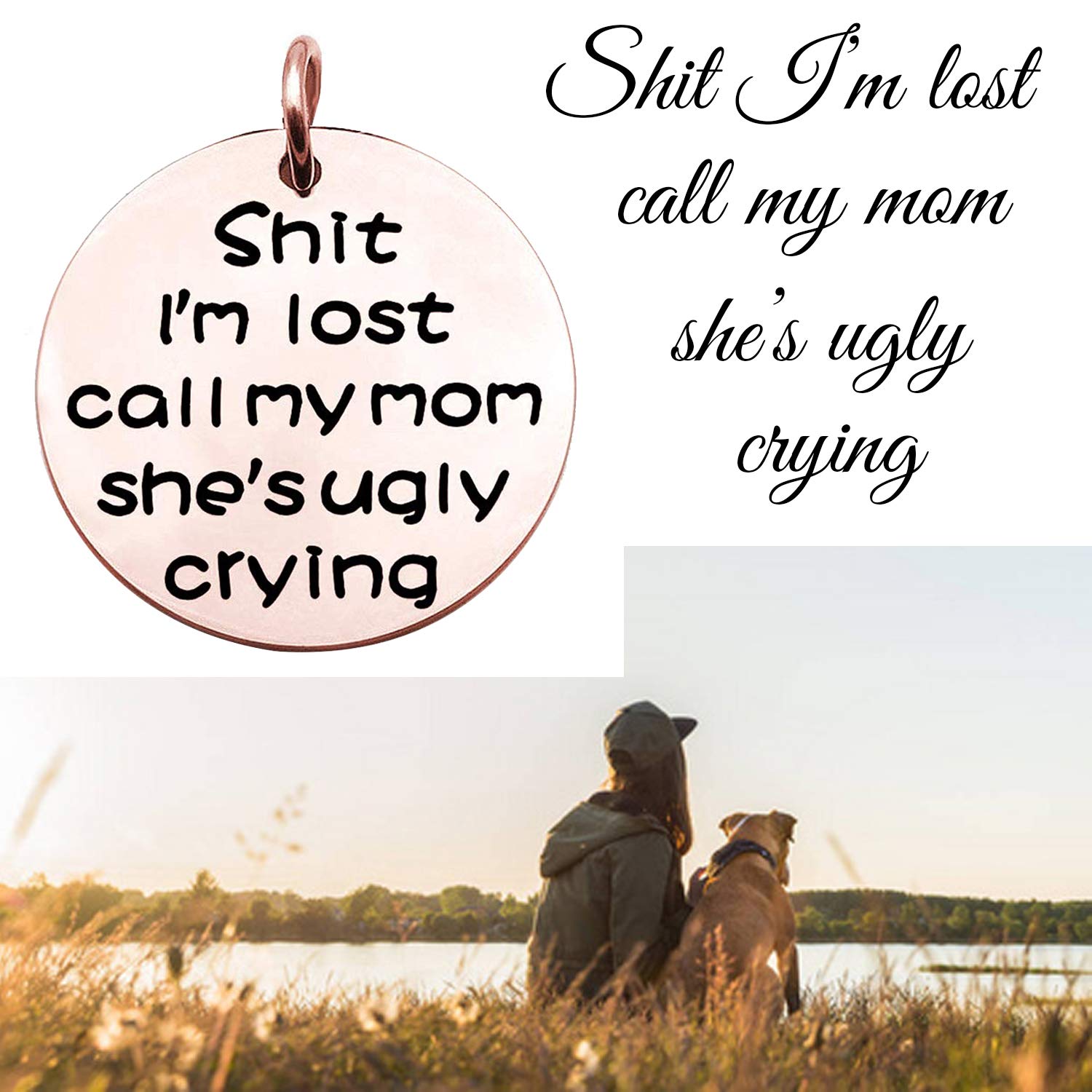 Zuo Bao Funny Dog Cat Pet Id Tag Shit I'M Lost Call My Mom She'S Ugly Crying Stainless Steel Pet Tags (Pet Id Tag Rg)