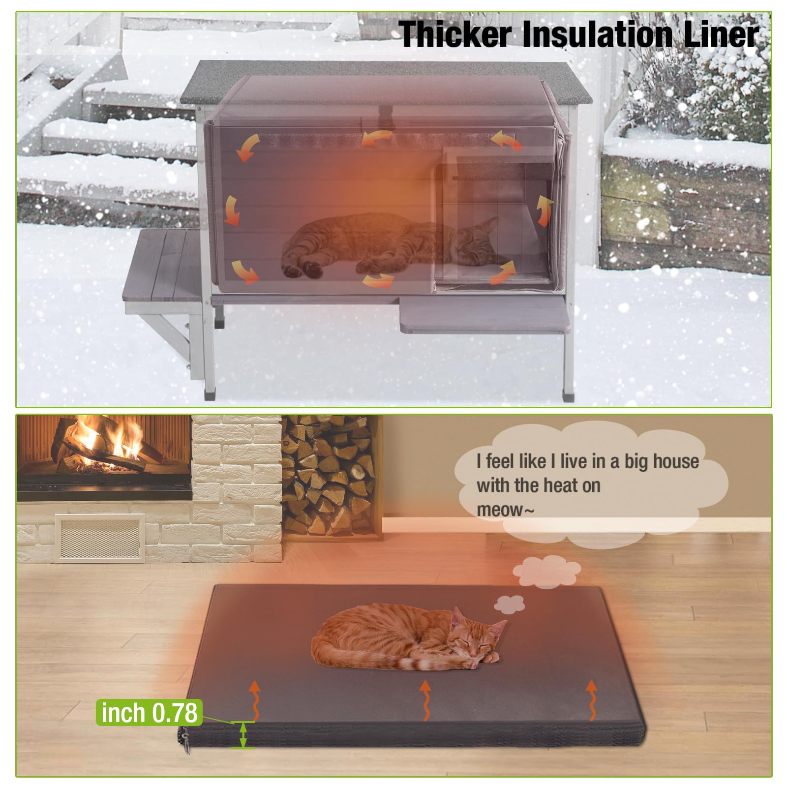 Gutinneen Outdoor Cat House Insulated For Winter Weatherproof Feral Cat Shelter