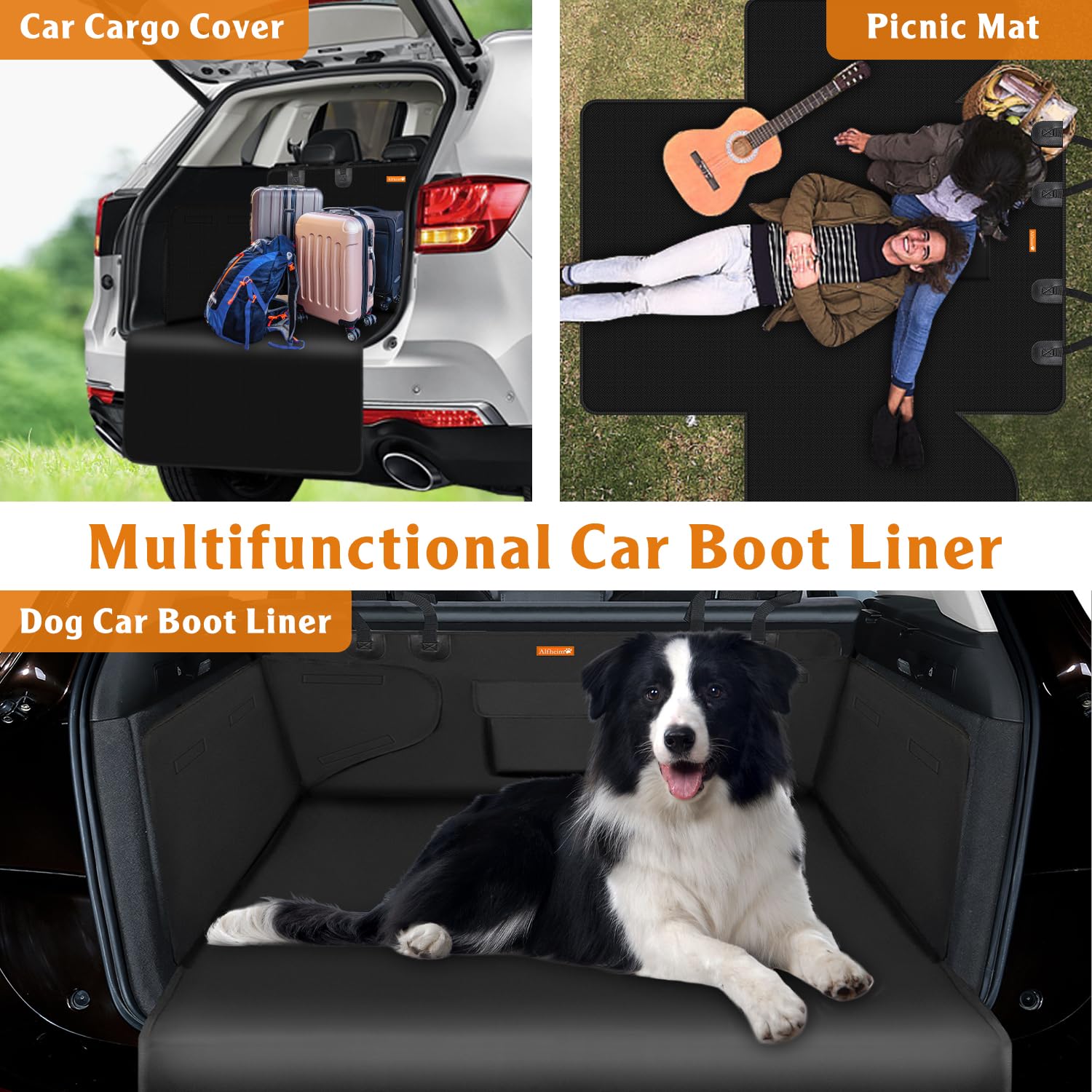 Alfheim Cargo Liner For Dogs, Nonslip Waterproof Pet Boot Liner With Bumper Flap Protector, Durable Washable Cargo Cover Mat Travel, Universal For Medium Small Car Truck Suv
