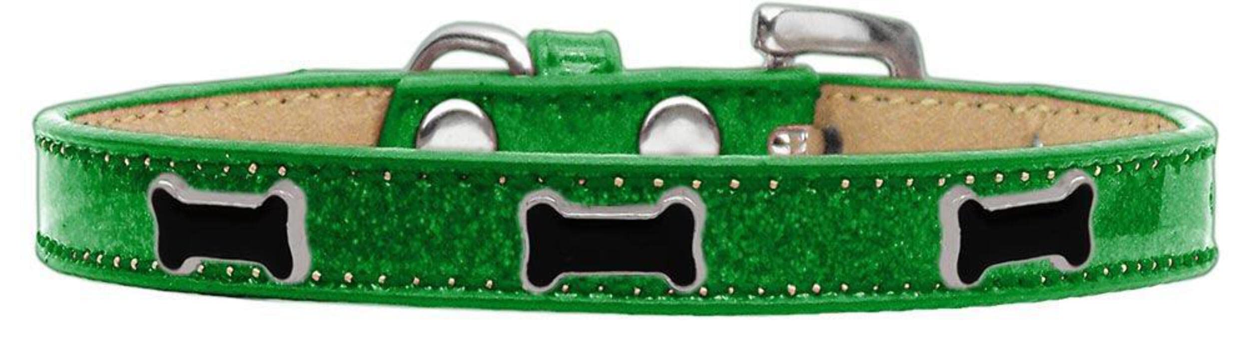 Mirage Pet Products Black Bone Widget Dog Collar Emerald Green Ice Cream, Size 16