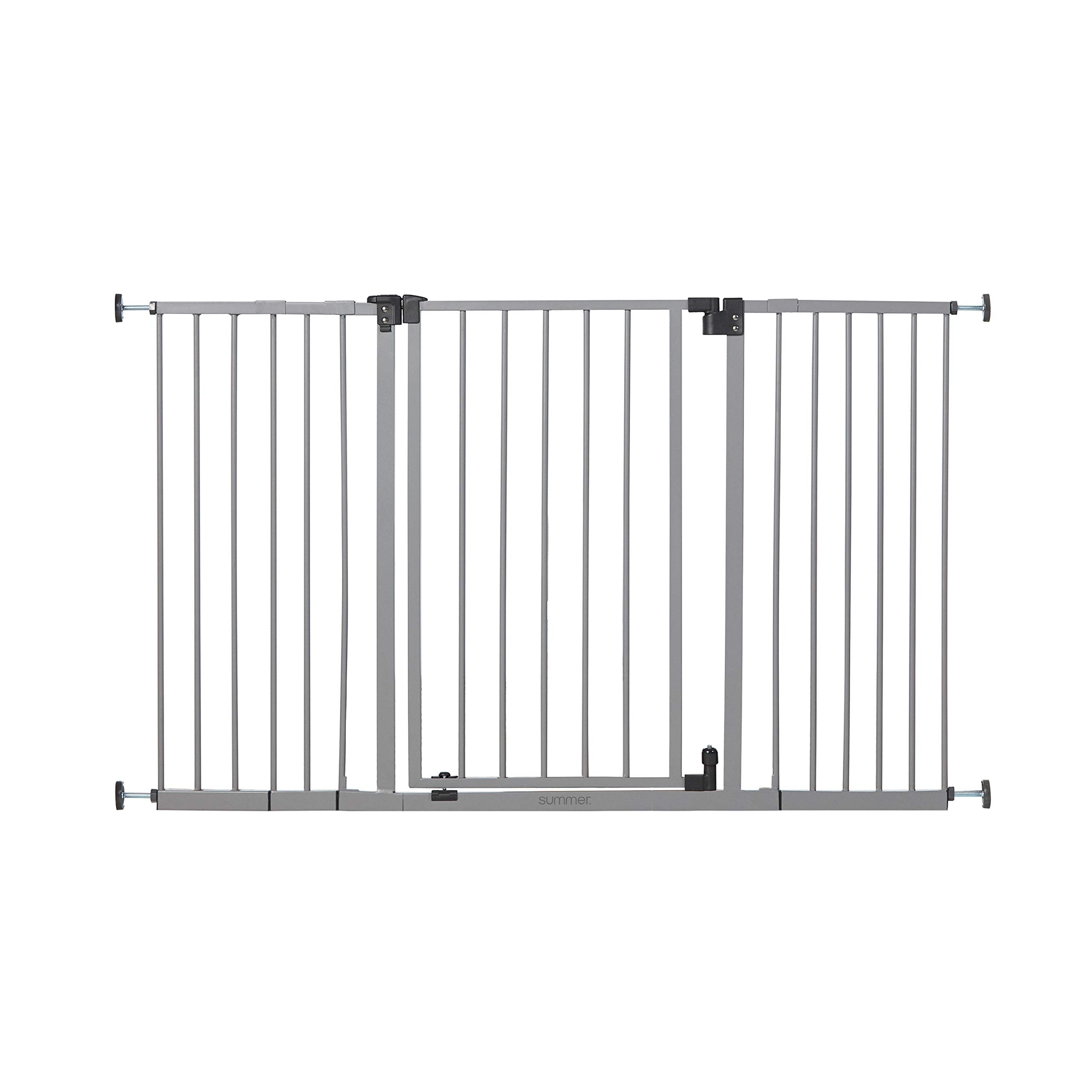 Summer Infant Secure Space Extra-Wide Pet And Baby Gate, 28.5' - 52' Wide, 30' Tall, Pressure Or Hardware Mounted, Install In-Between Rooms, Doorways And Stairways, Auto-Close & Hold-Open Door - Grey