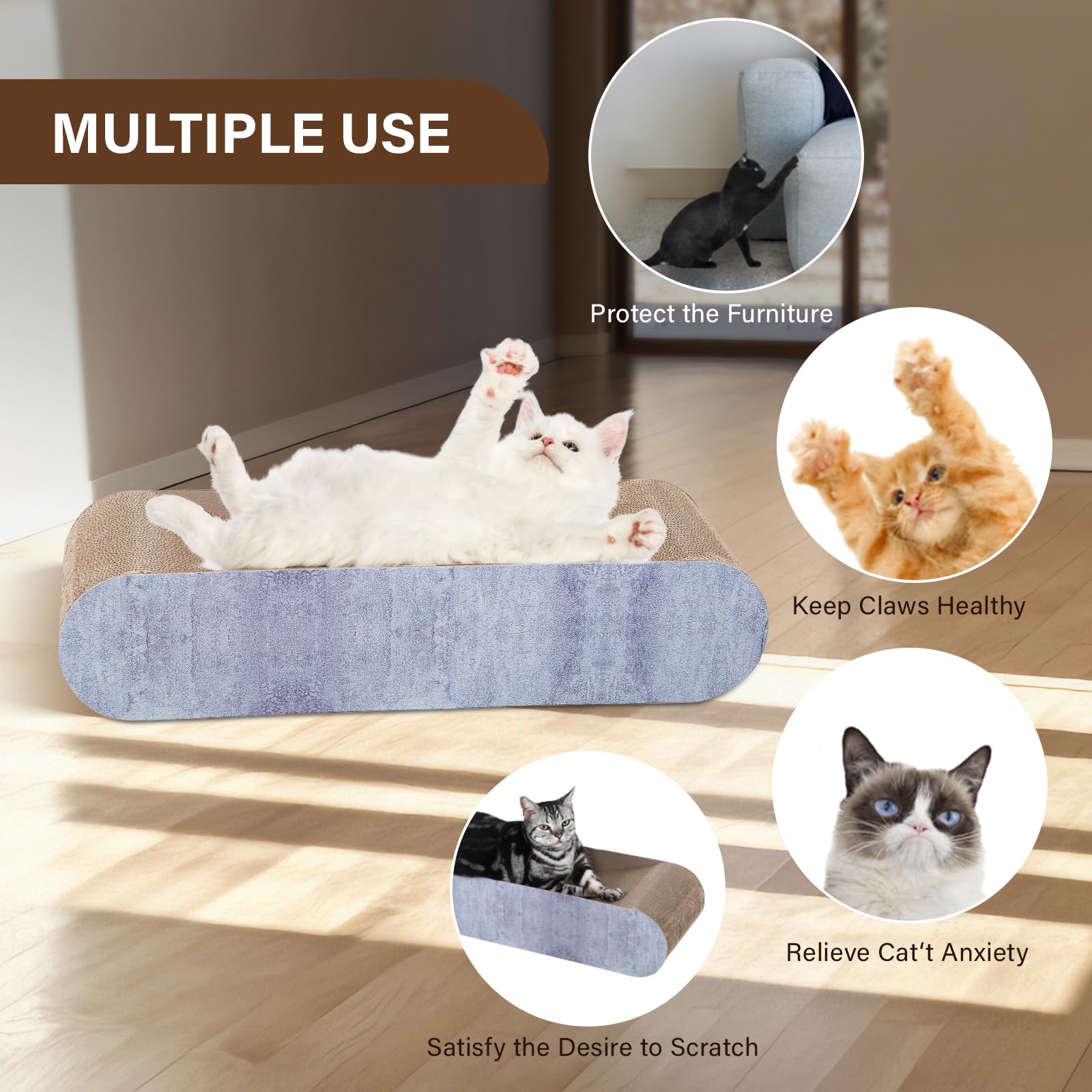Fluffydream 2 In 1 Cat Scratcher Cardboard, Cat Scratching Board Furniture Protector, Cat Scratching Post, Cat Beds For Indoor C