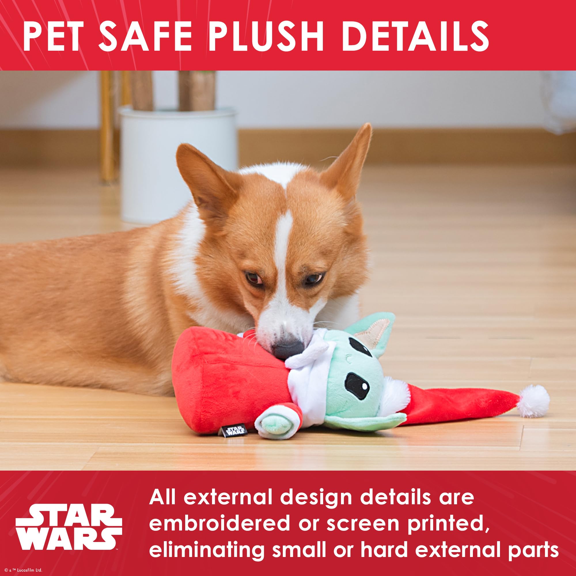 STAR WARS for Pets 9 The Child Santa Plush Figure Squeak Toy Holiday Pet Products, Grogu Squeaky Pet Toy | Dog Chew Toy, Grogu P
