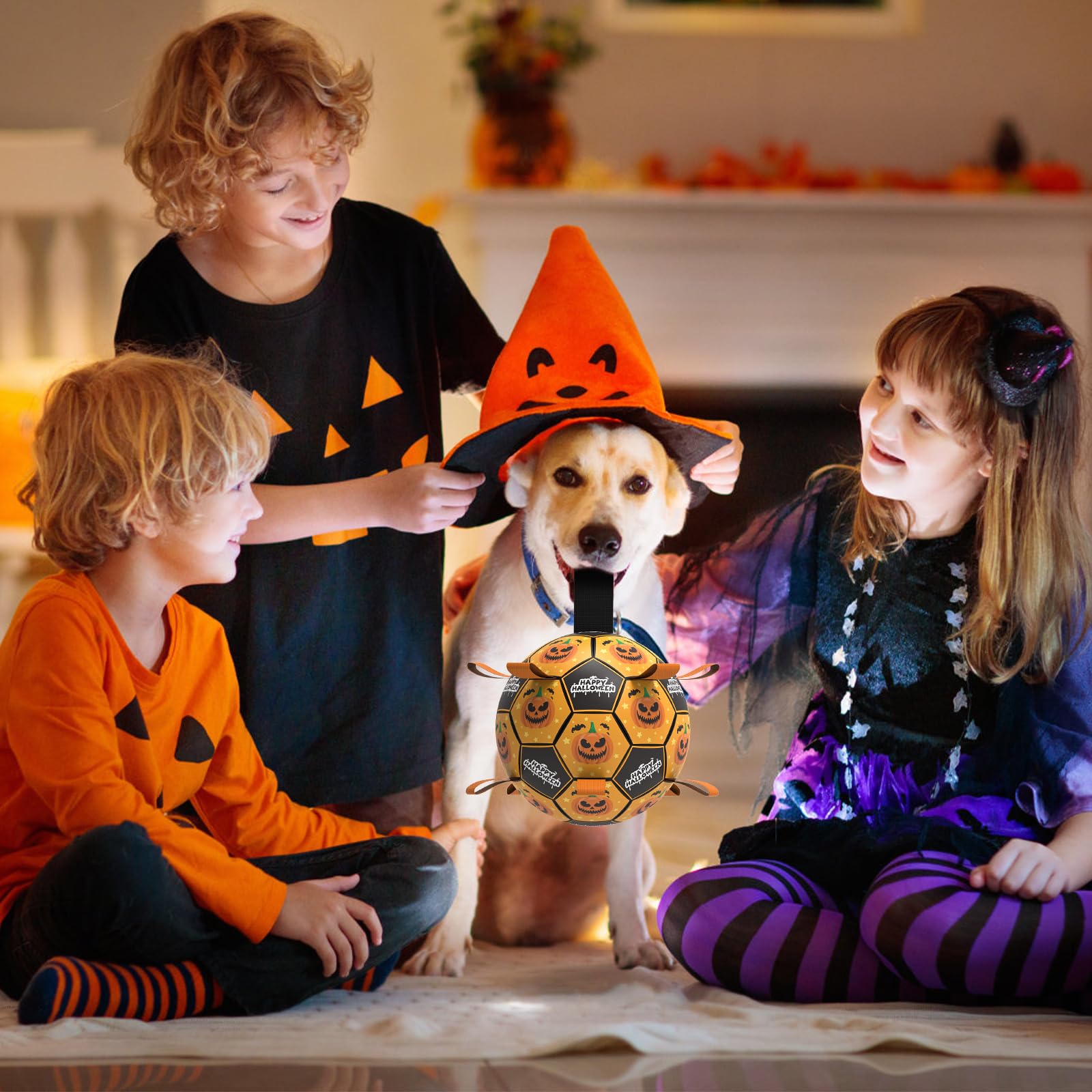 QDAN Halloween Dog Toys, Soccer Balls, Interactive Pet Toys, Puppy Dogs Birthday Gifts, Durable Dog Balls for Small Medium Dogs(