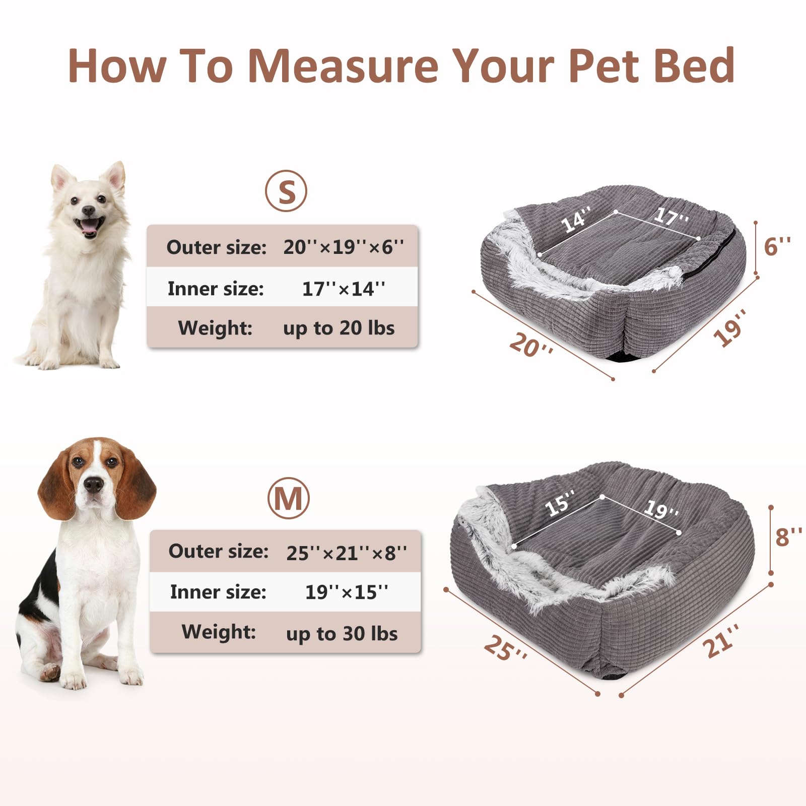 Mixjoy Dog Beds For Medium Large Small Dogs, Rectangle Cave Hooded Blanket Puppy Bed, Luxury Orthopedic Cat Beds For Indoor Cats