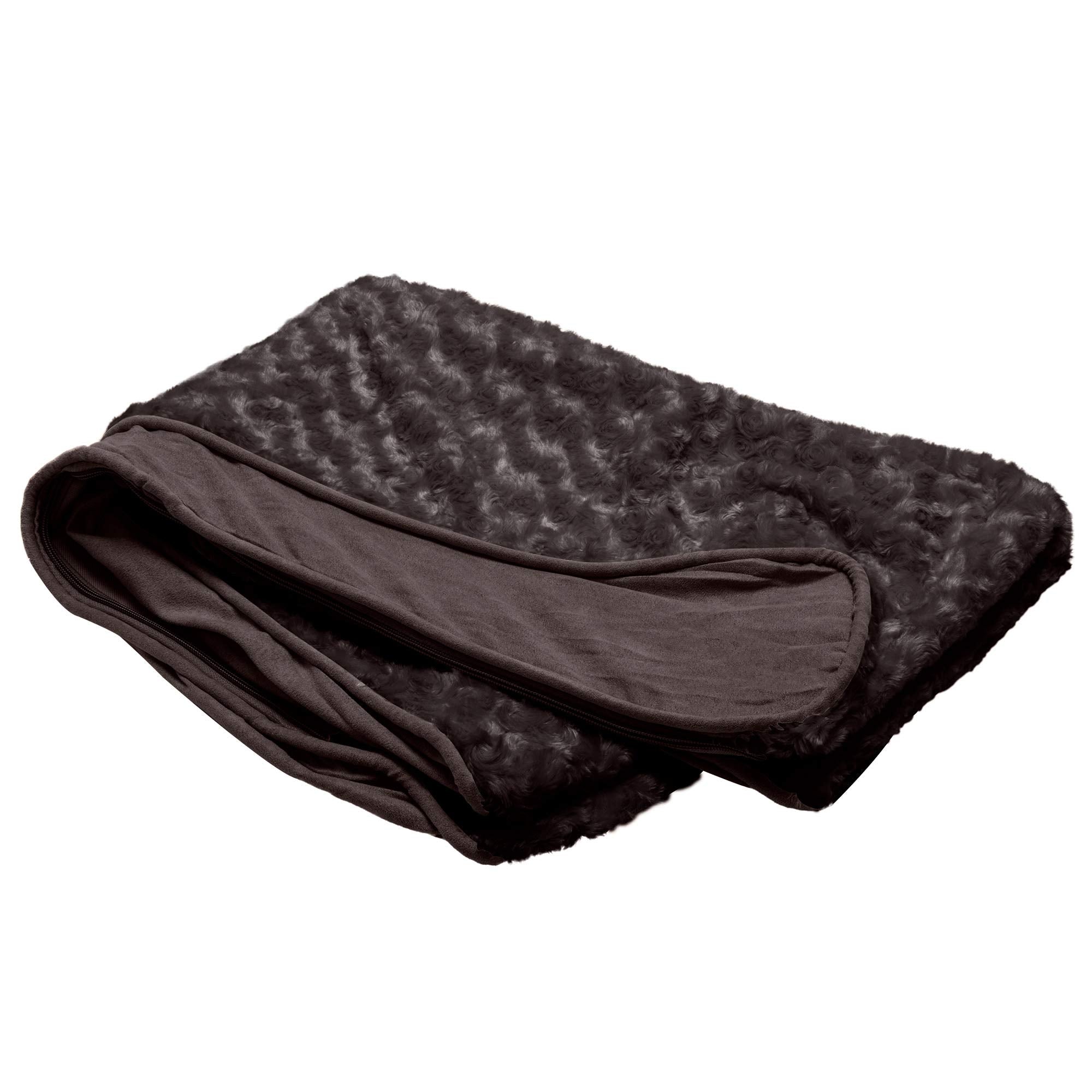 Furhaven Replacement Dog Bed Cover Ultra Plush Faux Fur & Suede Contour Luxe Lounger, Machine Washable - Chocolate, Giant (Xxx-L