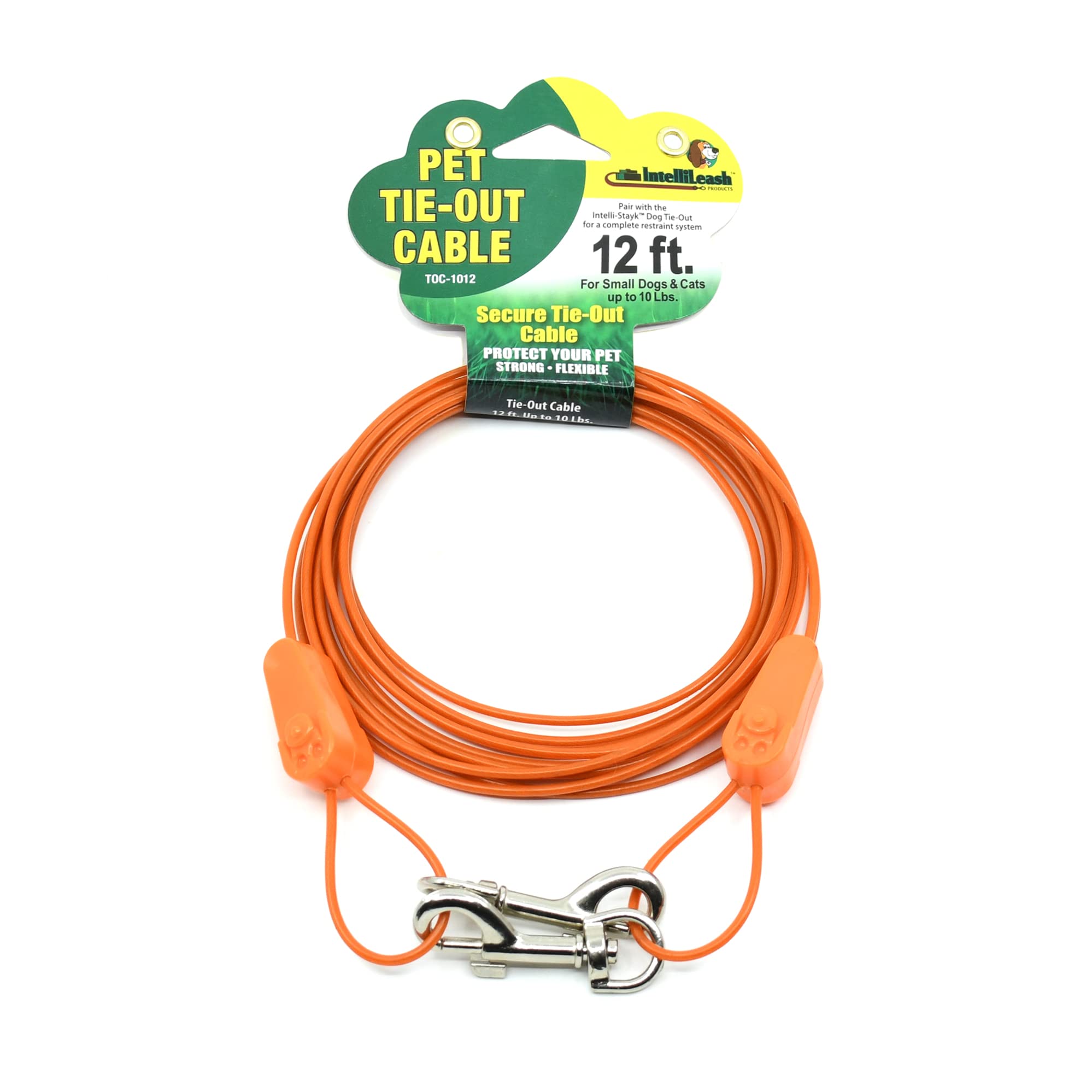 IntelliLeash Tie-Out Cables for Dogs. Lengths up to 100 Feet for Any Breed of Dogs up to 250 Pounds (10 lb / 12 ft)