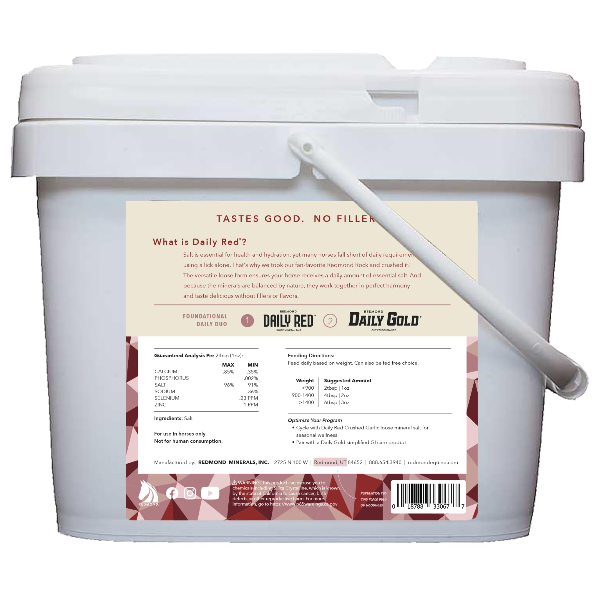 REDMOND Rock Crushed Loose Mineral Salt Electrolyte Supplement for Horses (25 LBS)