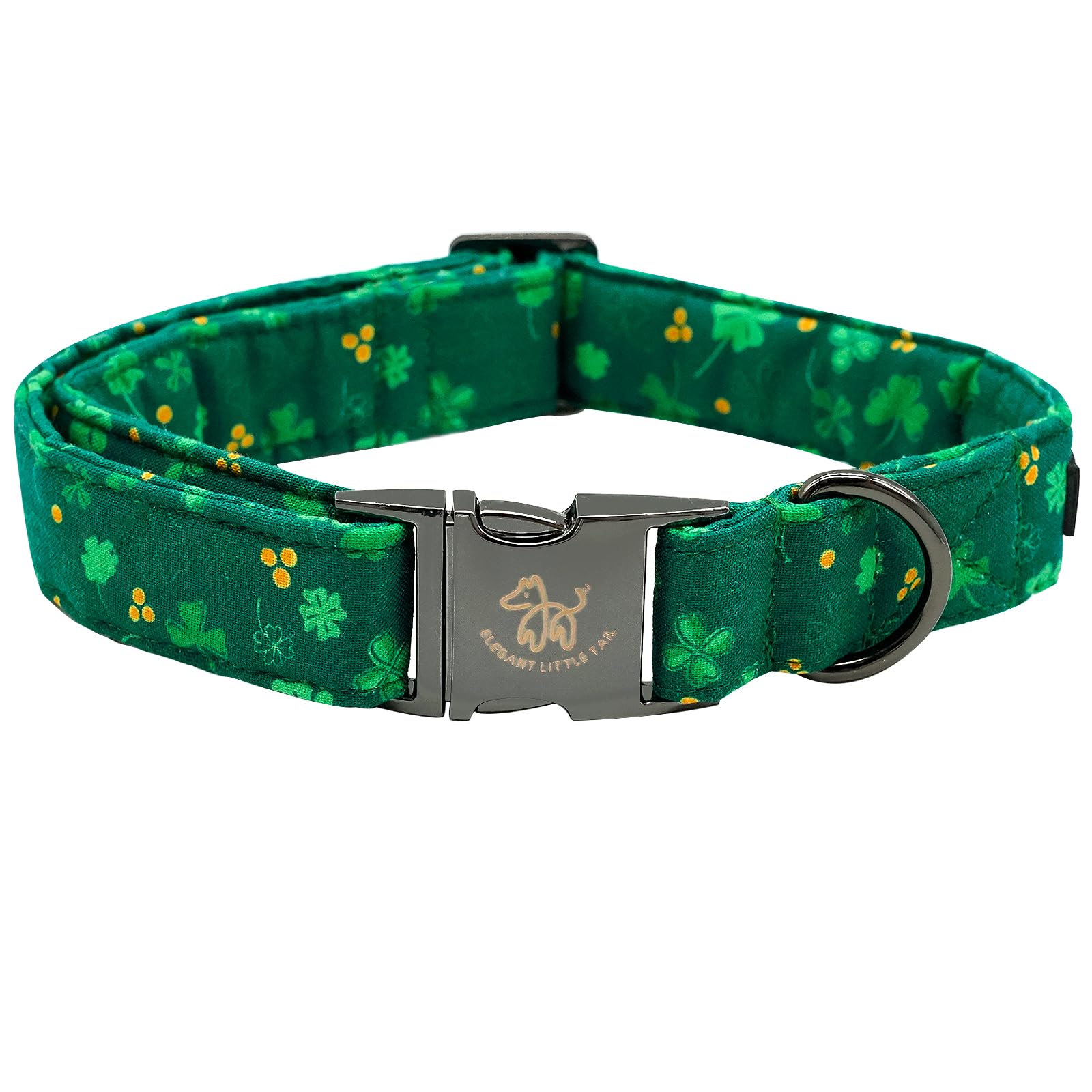 Elegant Cute Puppy Dog Collar, St Patrick's Day Green Clover Collar for Medium Dogs