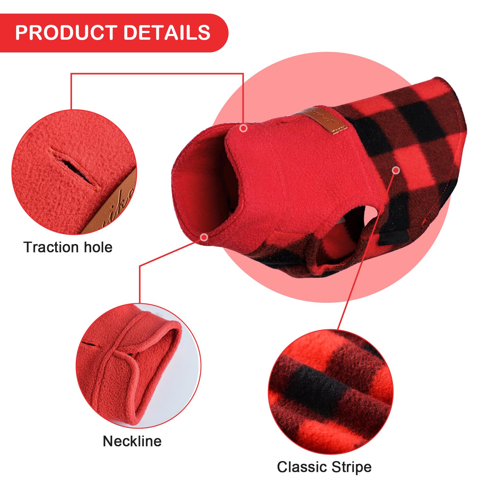 Dog Sweaters for Small Dogs Boy Girl, Plaid Dog Sweater Fleece New Year Dog Clothes Vest, Stretchy XSmall Dog Sweater Pet Clothe