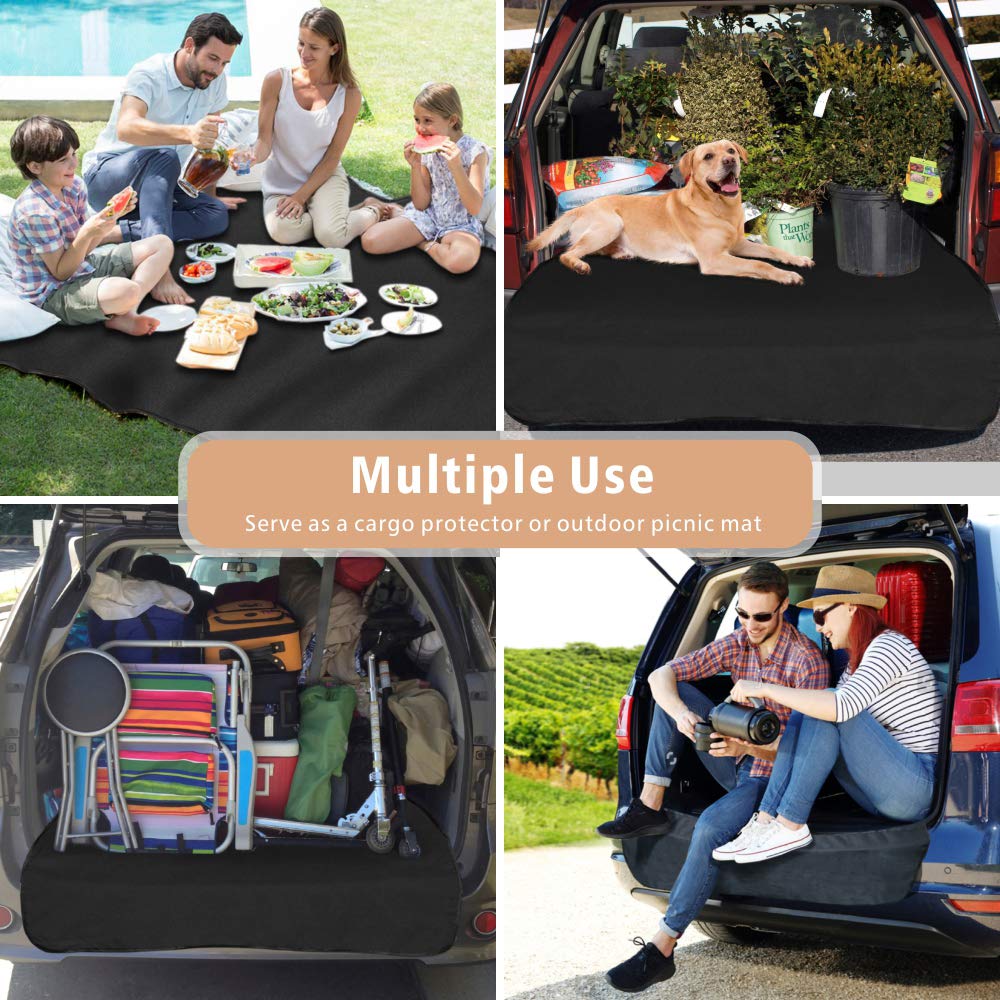 F-Color Suv Cargo Liner For Dogs - Waterproof Pet Cargo Liner, Comfort Dog Cargo Cover With Bumper Flap Protector, Scrachproof L