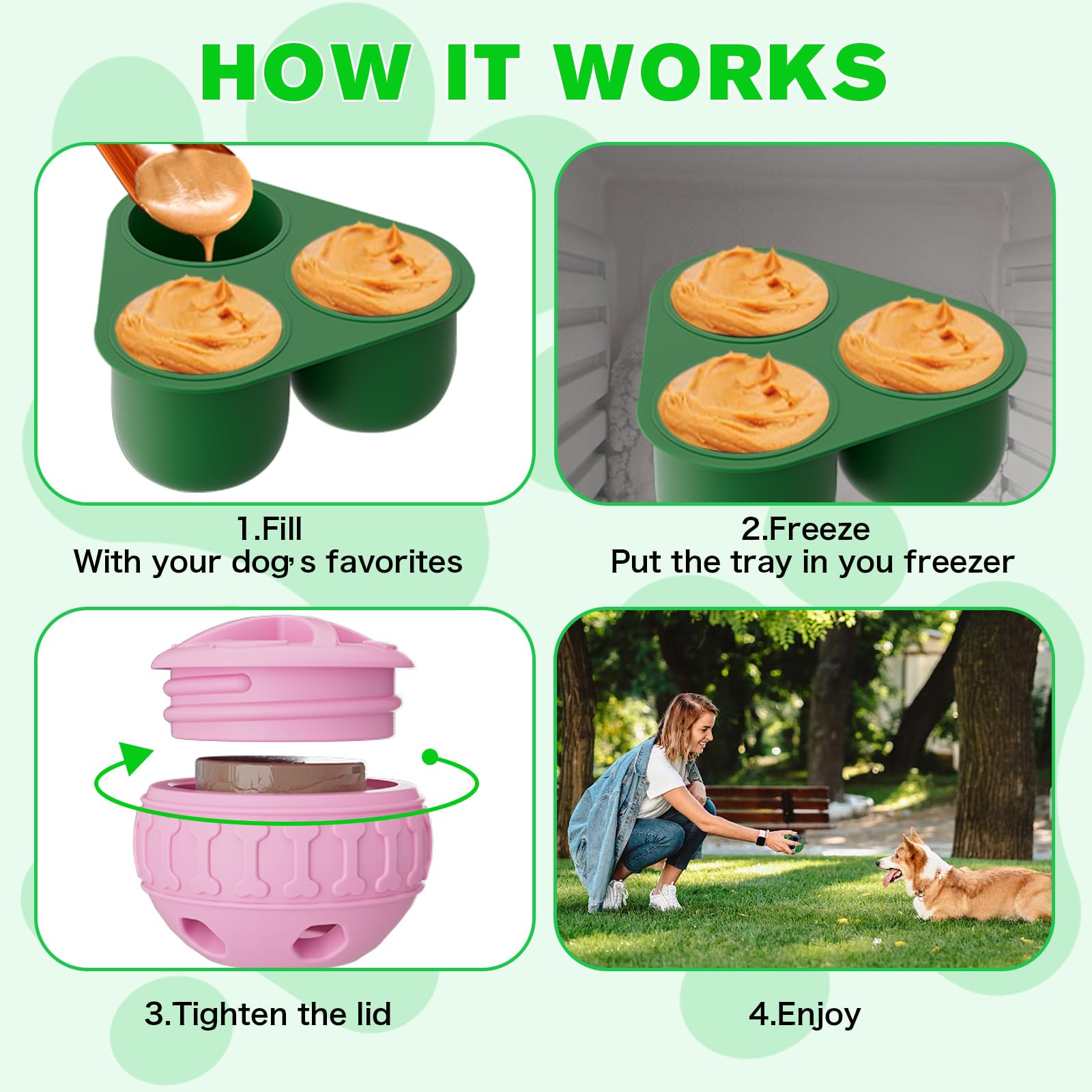 Korfrad Interactive Dog Licking Toy - Freezable Fillable, Slow Feeding Puzzle Ball, Relieves Boredom and Stimulates Intelligence