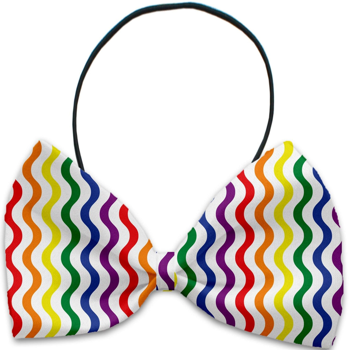 Pet, Dog and Cat Bow Ties, &quot;Rainbow Pride Group&quot; *Available in 7 different pattern options!* Elastic Band Rainbow Fun Stripes