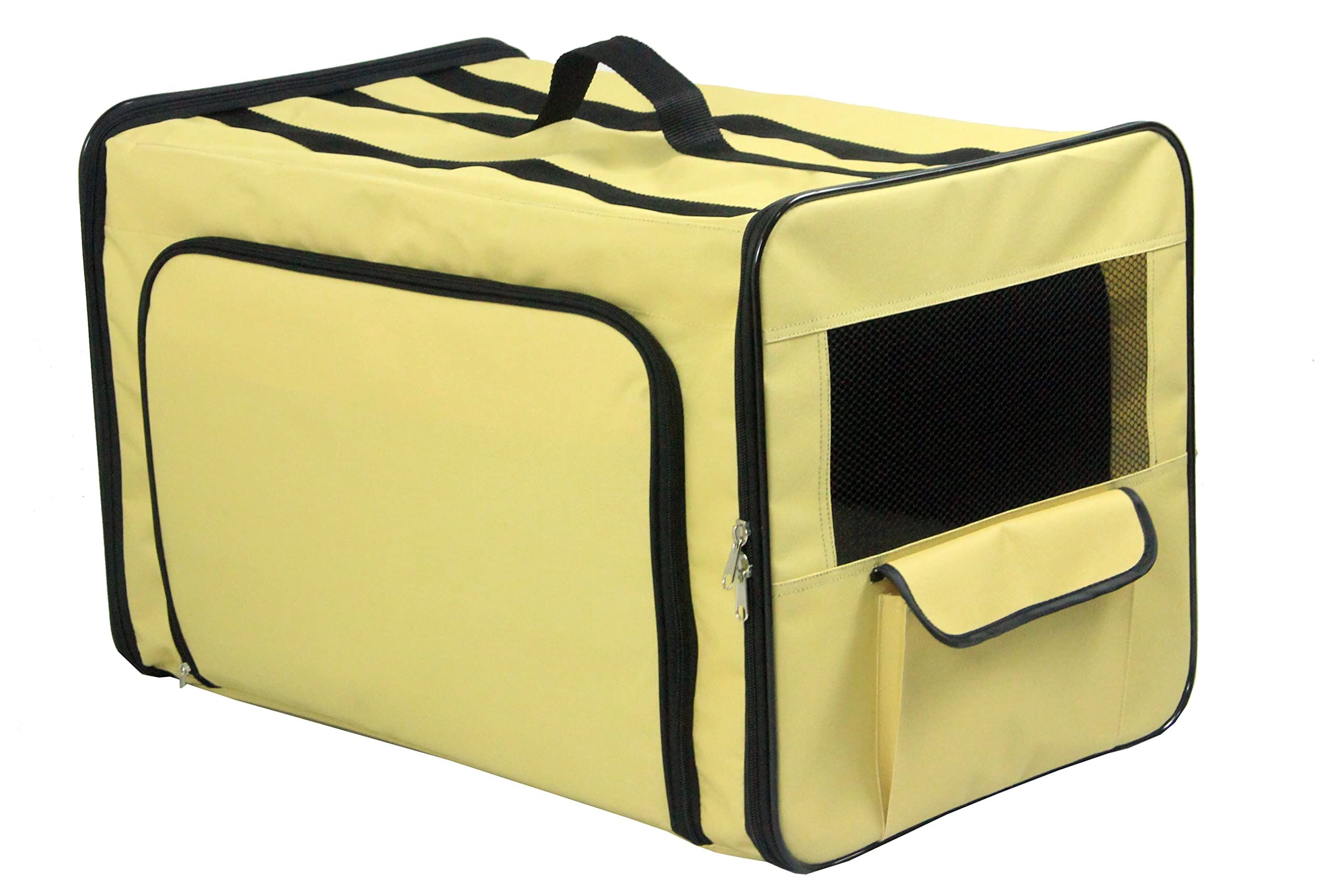 Pet Life Capacious Dual-Expandable Wire Folding Lightweight Collapsible Travel Pet Dog Crate(D0102H7030Y.)