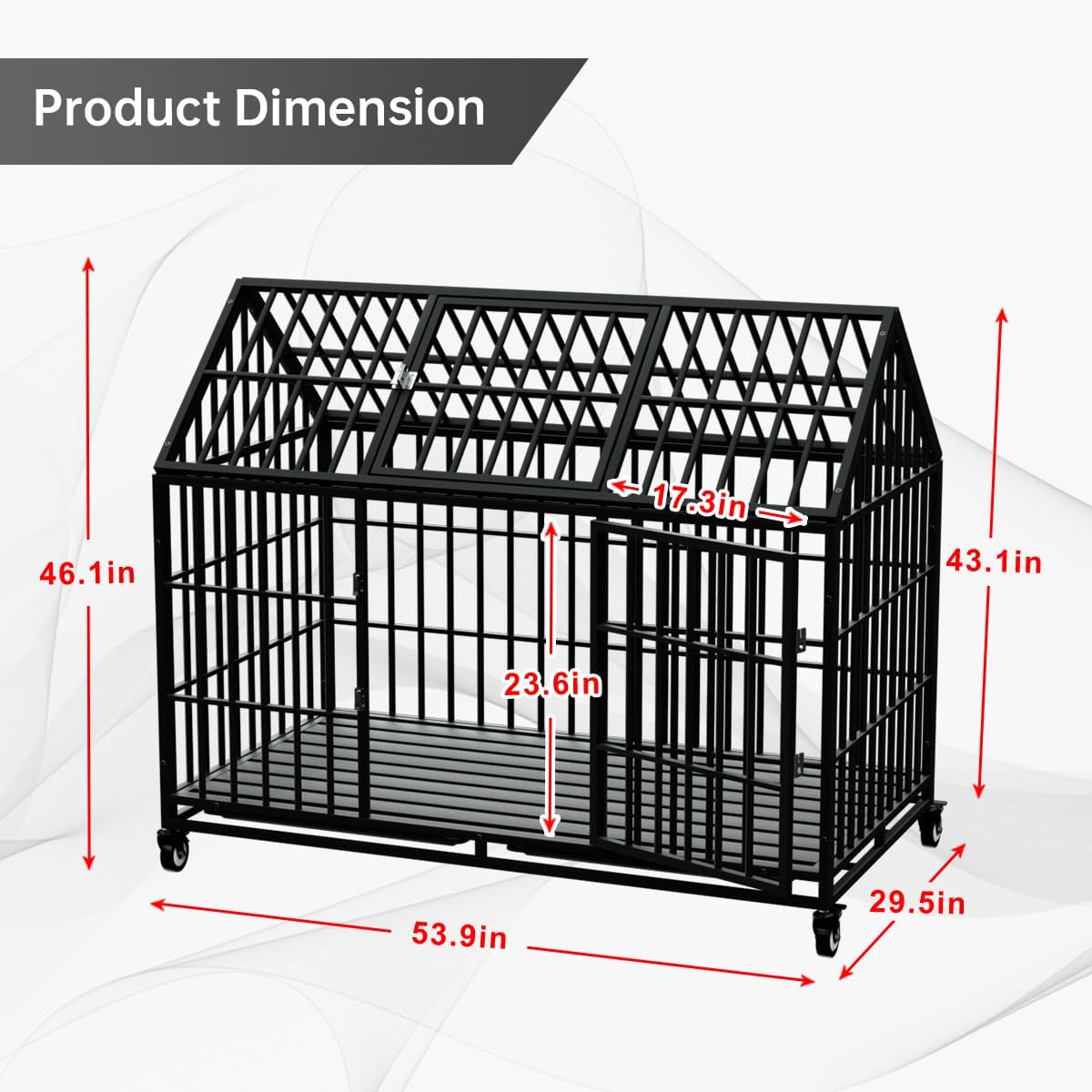 Snuowu 54 Inch Heavy Duty Dog Crate Large Dog Cage Strong Metal Dog Kennels And Crates For Large Dogs Top Open With Wheels 2 Rem