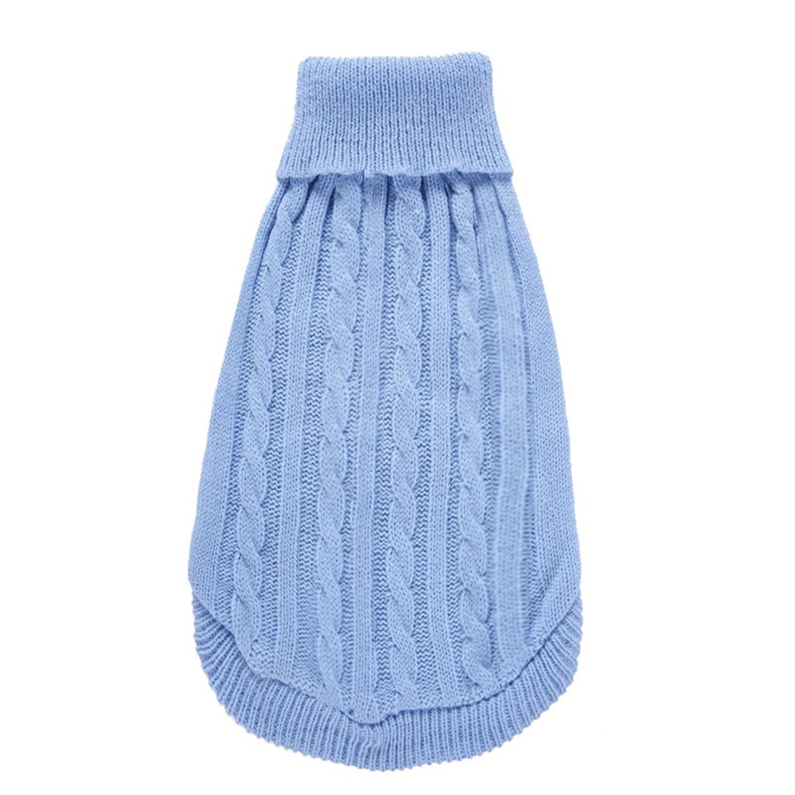 Small Dog Sweaters Knitted Pet Cat Sweater Warm Dog Sweatshirt Dog Winter Clothes Kitten Puppy Sweater (Large,Light Blue)