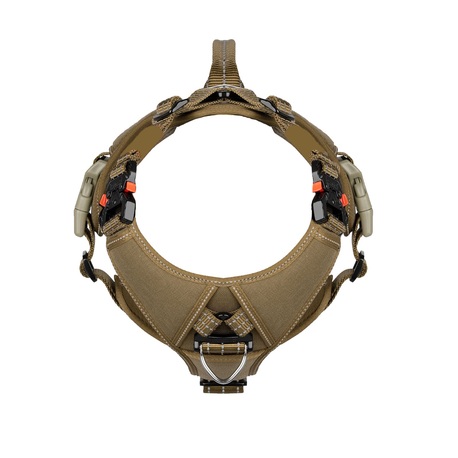 Icefang Gn8 Quick-Moving Tactical Dog Harness With 2Xmetal Buckles For Medium Sized Dogs,Reflective K9 Vest,No-Pull Front Leash Clip,5-Points Adjustable Pet Harness (Brown, Medium (Pack Of 1))