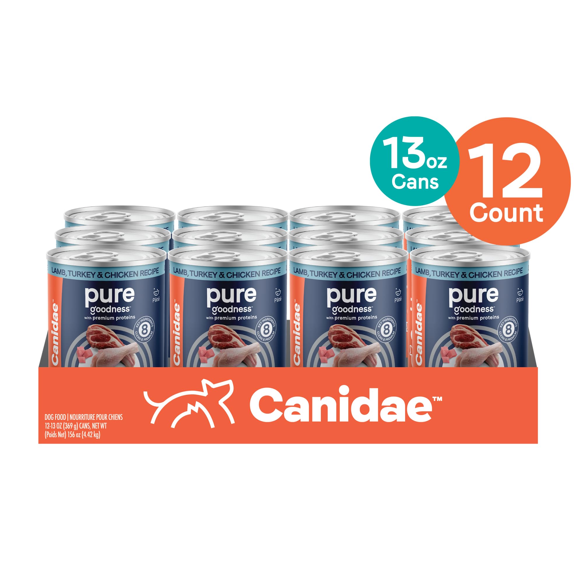 Canidae Pure Limited Ingredient Premium Wet Dog Food, Lamb, Turkey & Chicken Recipe, 13 oz. (Case of 12), Grain Free