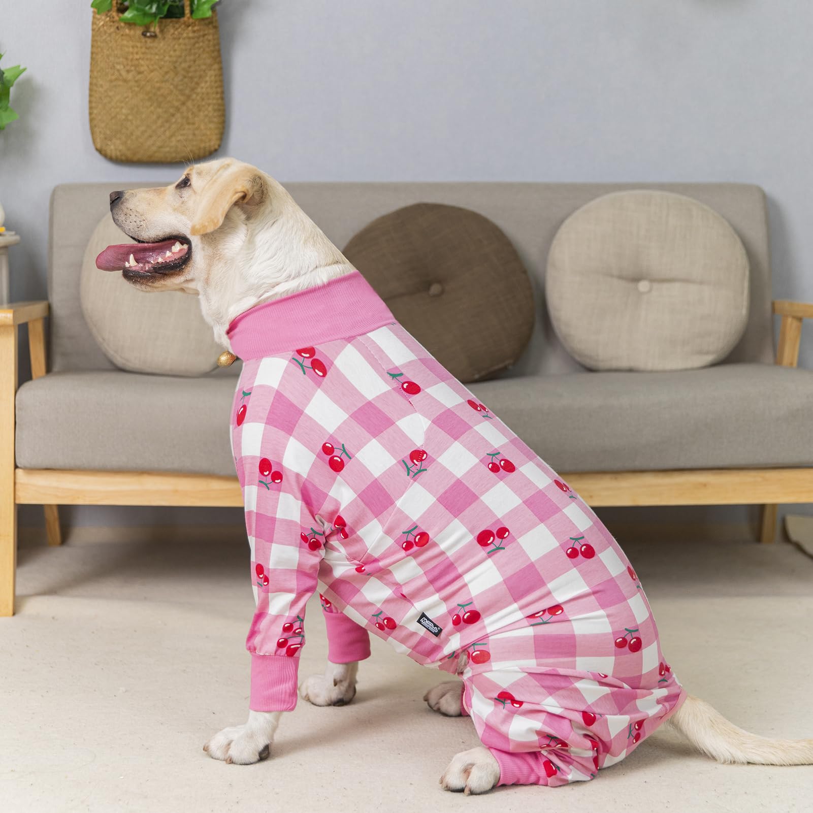 Pink Recovery Suit for Dogs After Surgery - Medium Large, Lightweight Onesie for Shedding, Prevent Licking Surgical Wound, Pajam