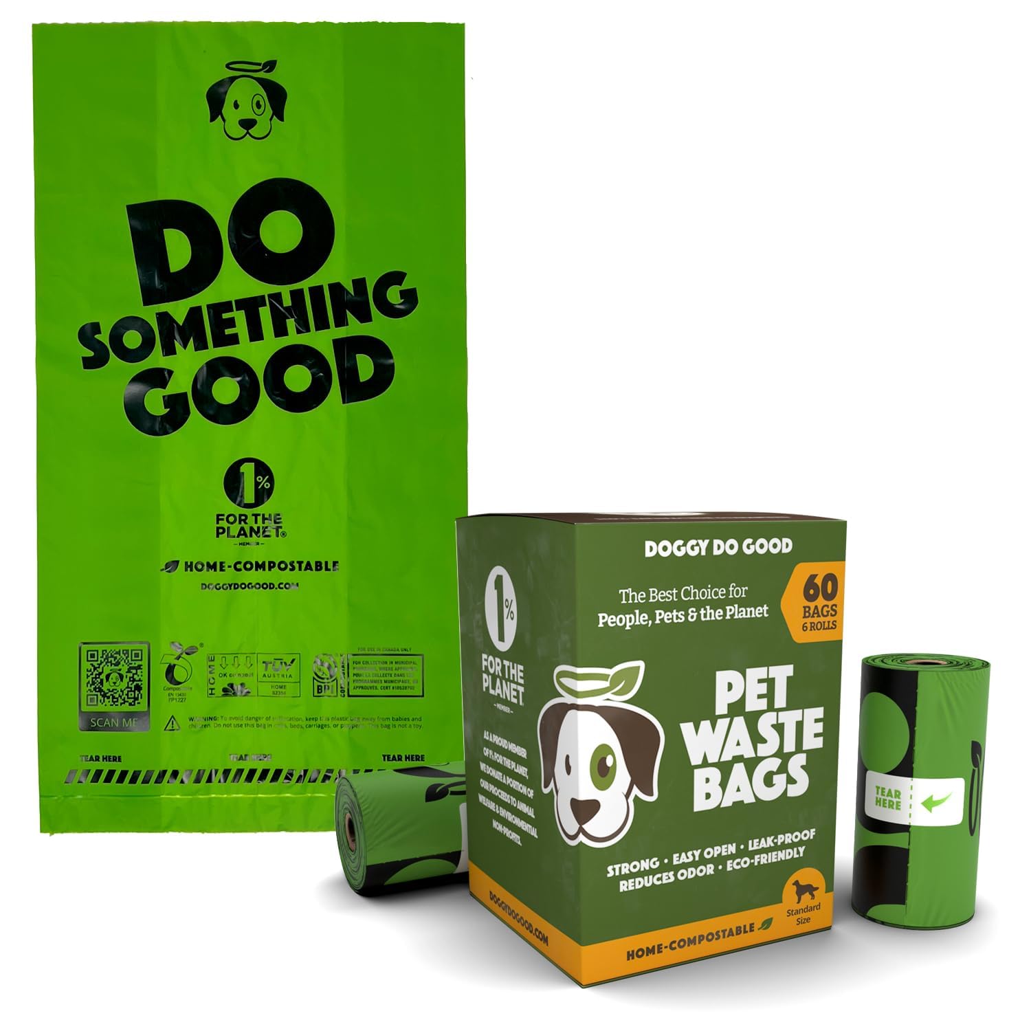 Doggy Do Good Poop Bags For Dogs (200 Ct), Easy Open Dog Poop Bags Rolls, Certified Home Compostable