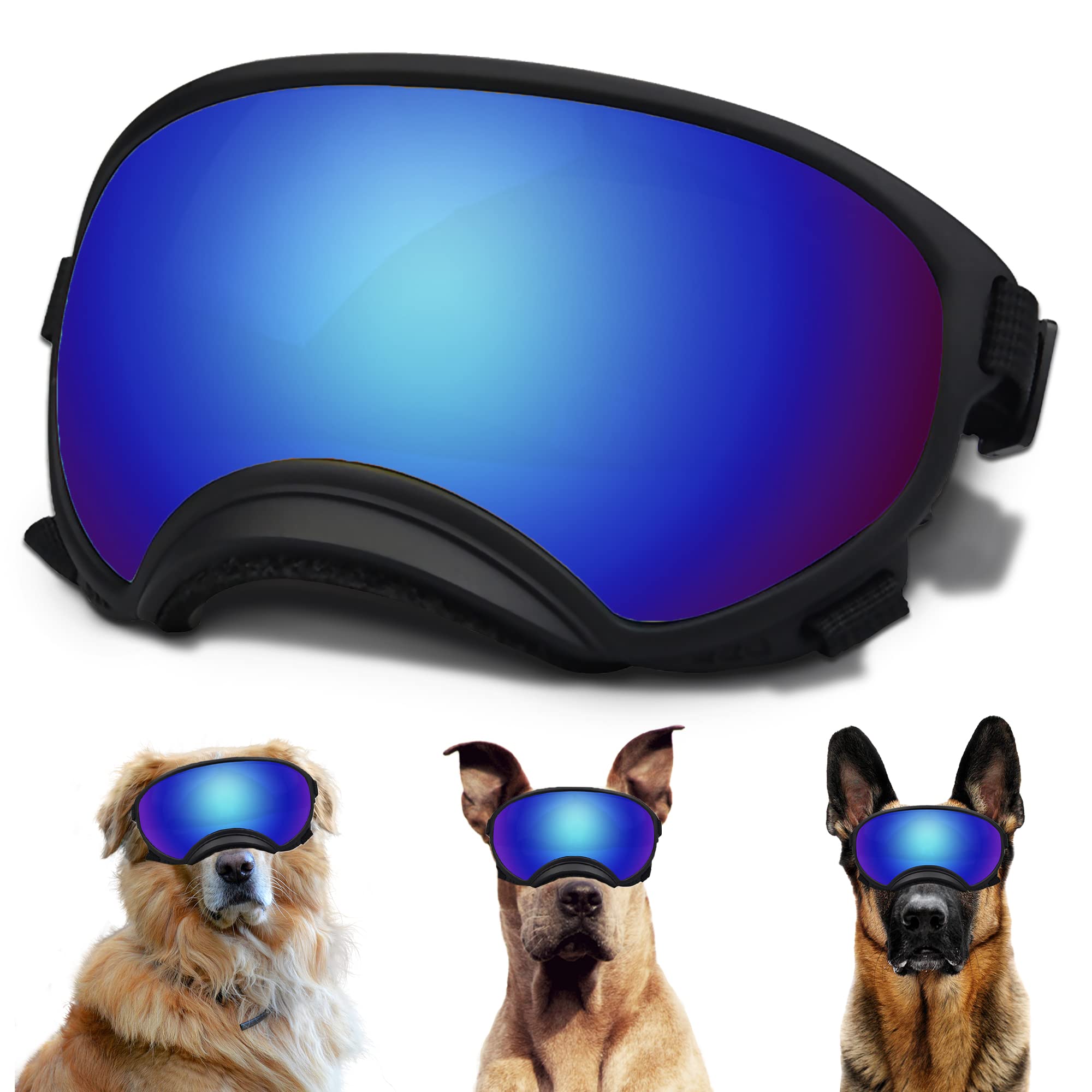 Large Dog Sunglasses With Adjustable Strap Uv Protection, Winproof Dog Puppy Sunglasses, Suitable For Medium-Large Dog Pet Glass