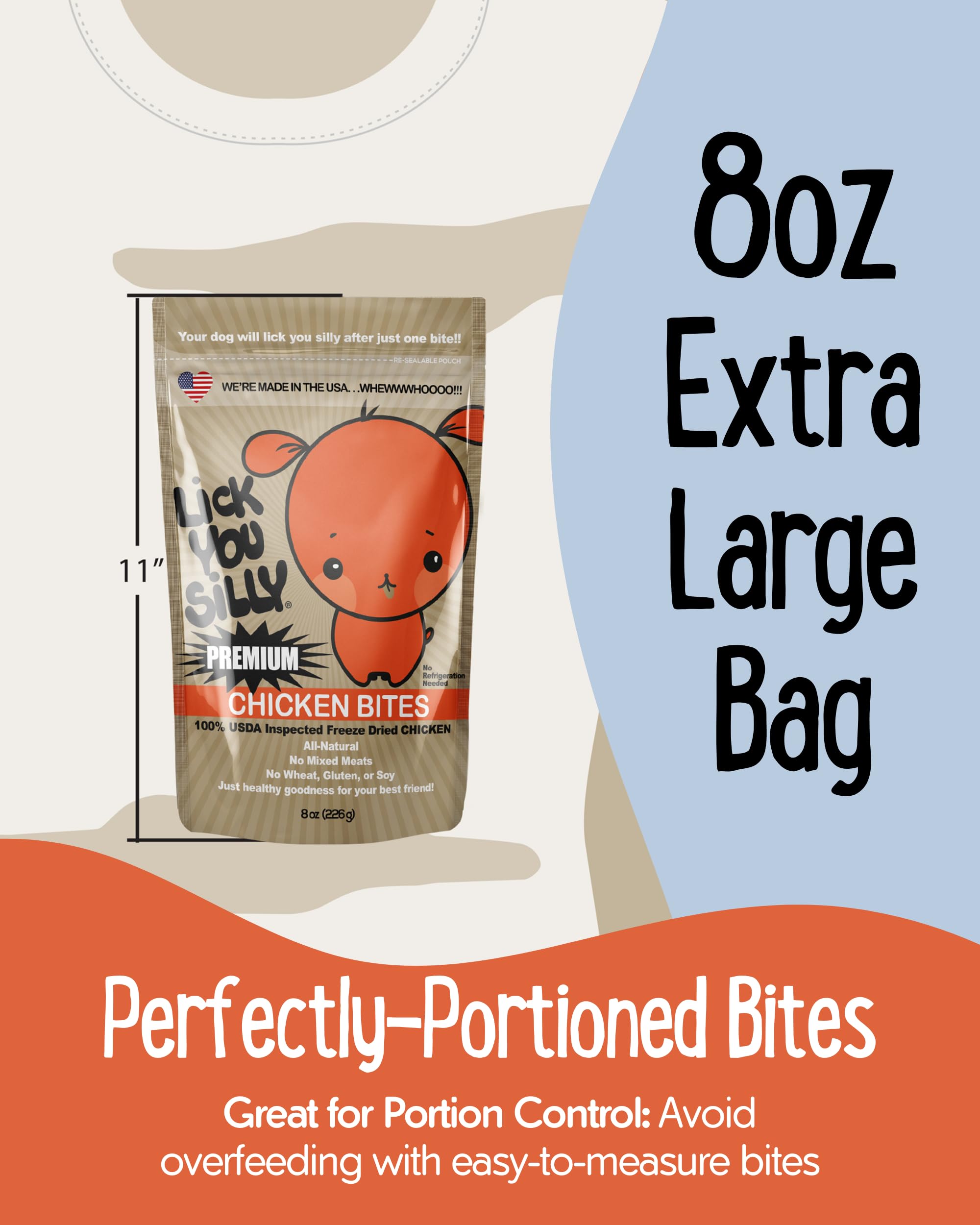 Lick You Silly Freeze-Dried Chicken Liver Dog Treats | High-Protein Puppy Training Treats for Small, Medium, & Large Dogs | Grai