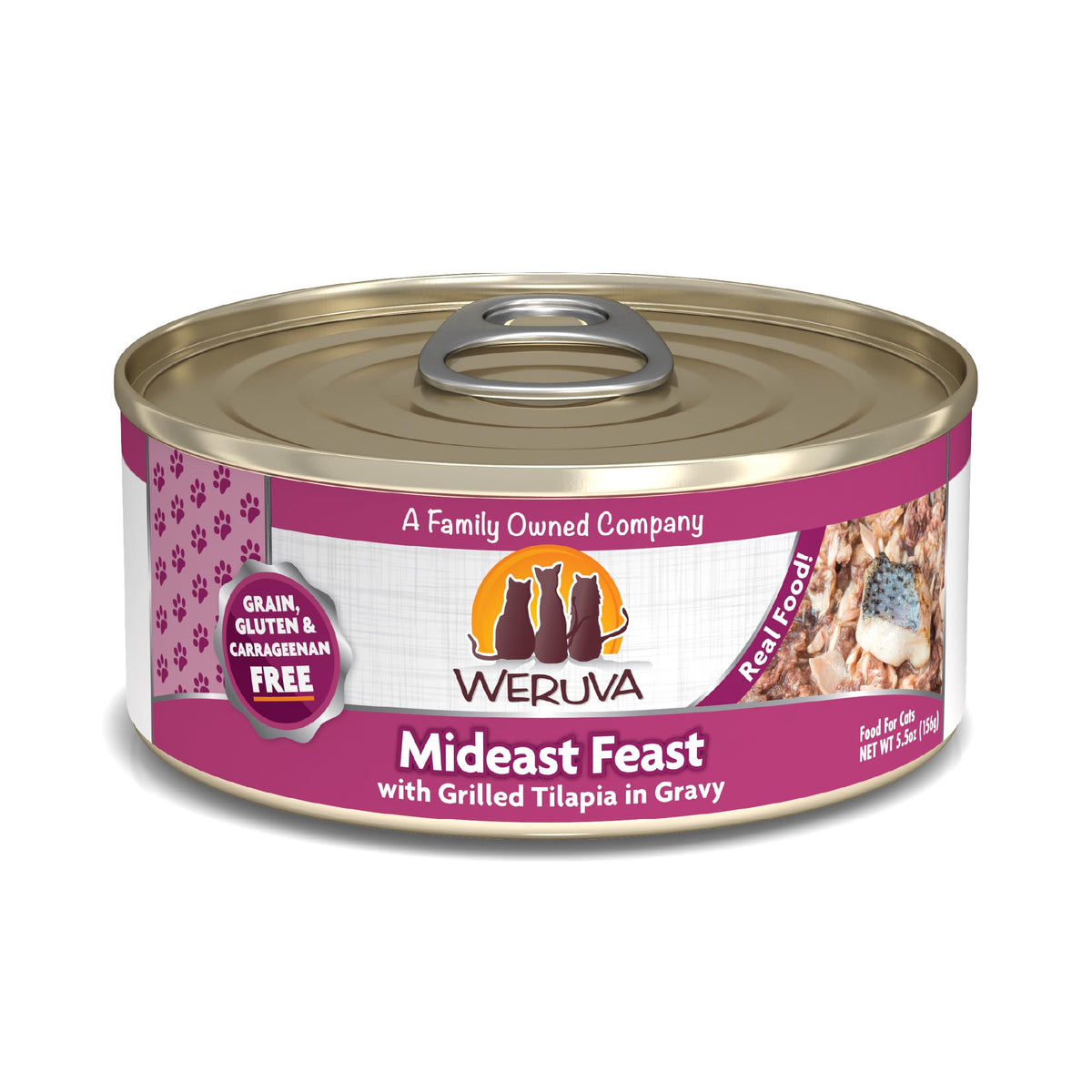 Weruva Classic Cat Food, Mideast Feast With Grilled Tilapia In Gravy, 5.5Oz Can (Pack Of 24)