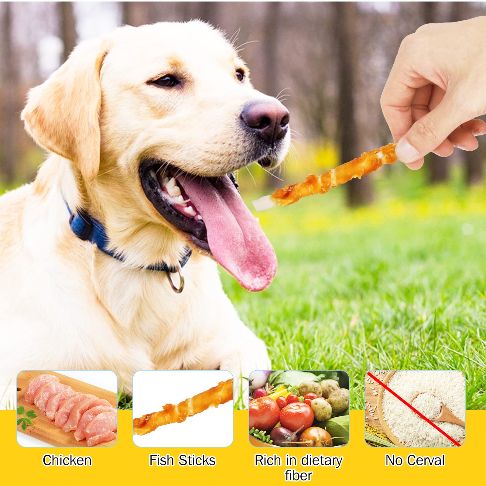 HealthyBones Chicken Breast Wrapped Natural Dog Treats for Swedish Lapphund and Other Med Herding Dogs, 36 Count