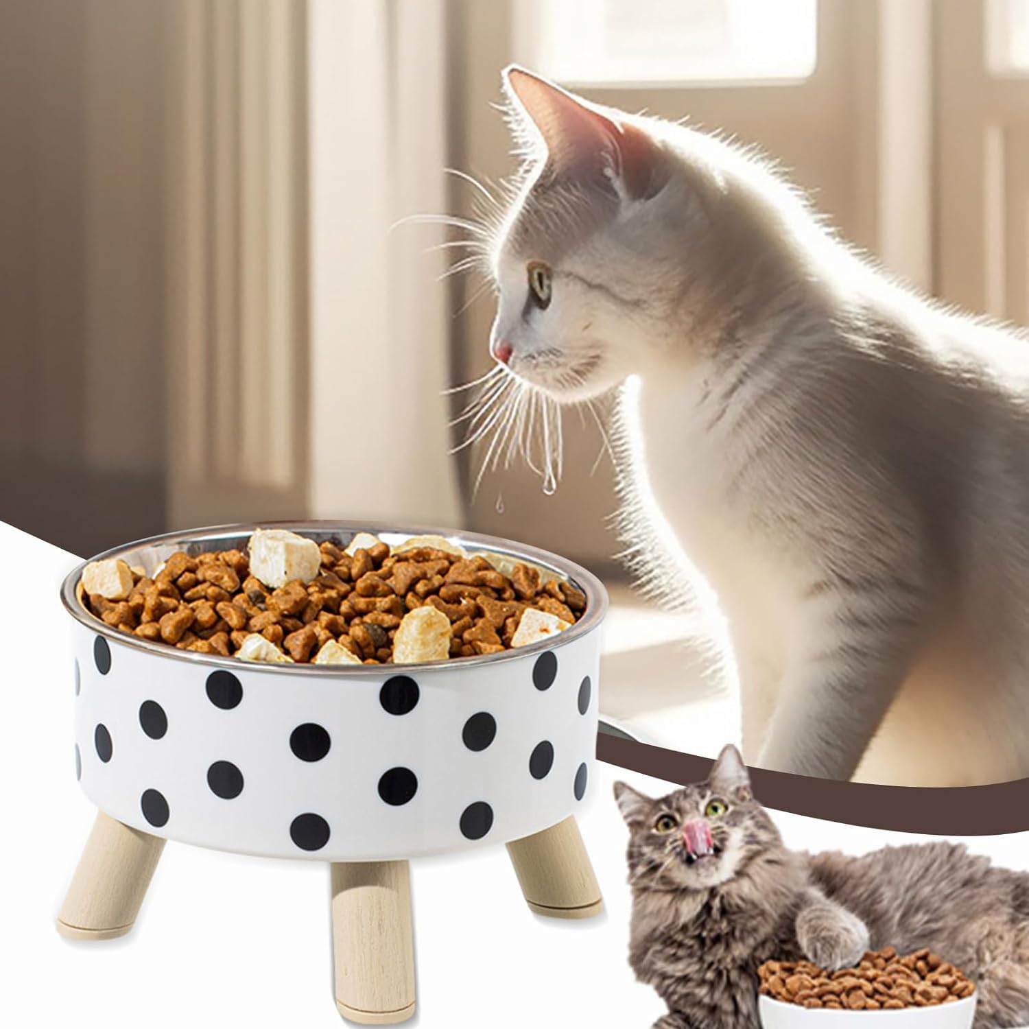 Jukkre Feeder Bowl For Cats And Small Dog, Rabbits Stop Vomiting & Choking, Pp Slow Cat Bowl, SpillProof & AntiTipping, Easy T