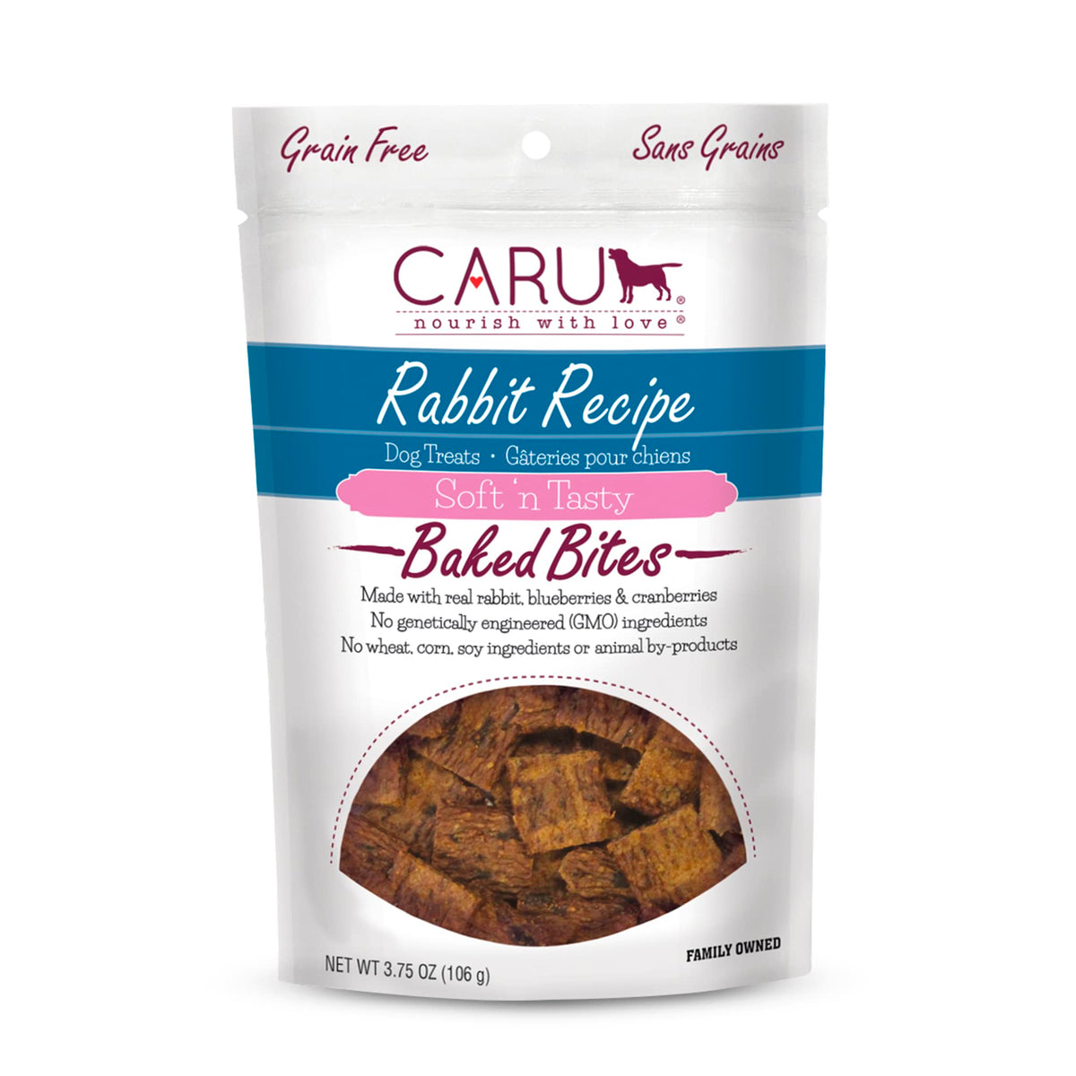 Caru - Soft 'N Tasty Baked Bites - Rabbit Bites Dog Treats - Flavorful Training Treats - 3.75 Oz