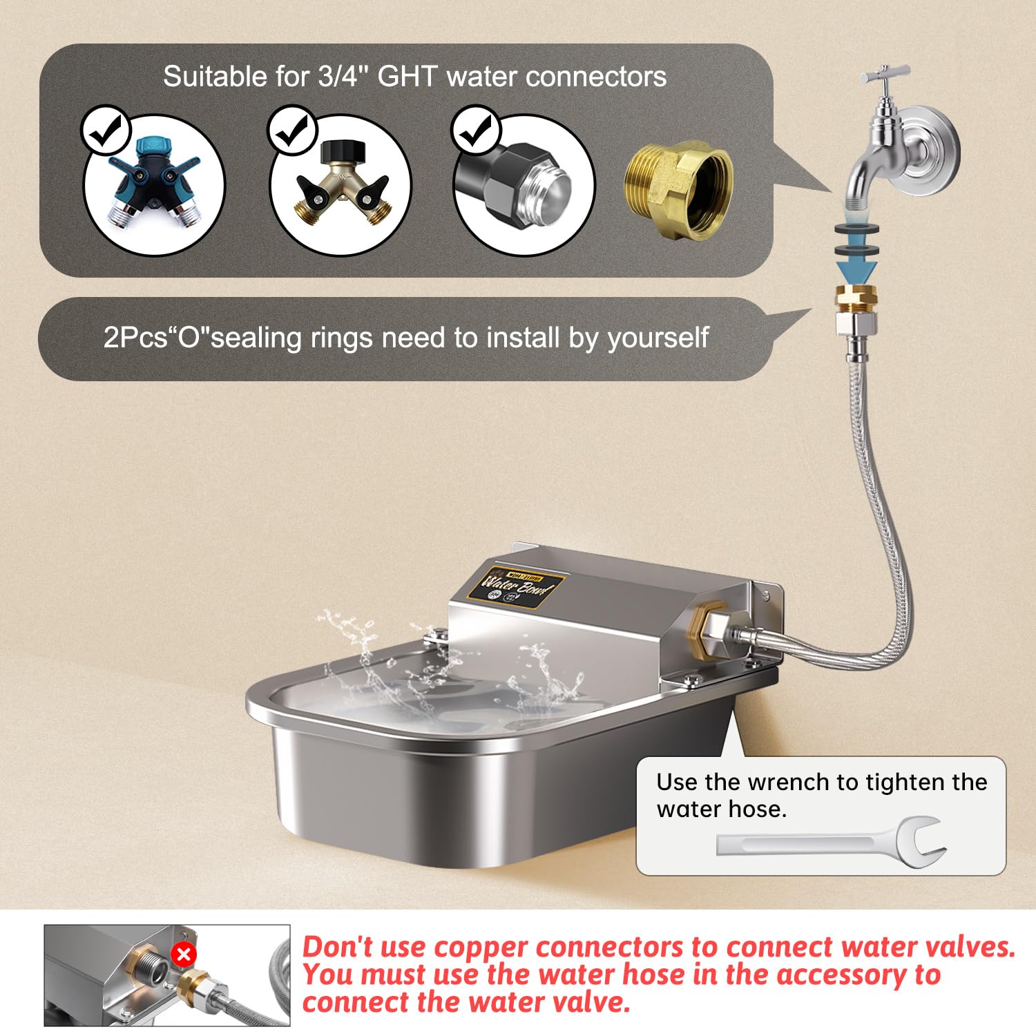 Automatic Water Dispenser for Dogs, Patented 3L Outdoor Dog Drinking Water Bowl, Stainless Steel Waterer Feeder Suitable for Chi