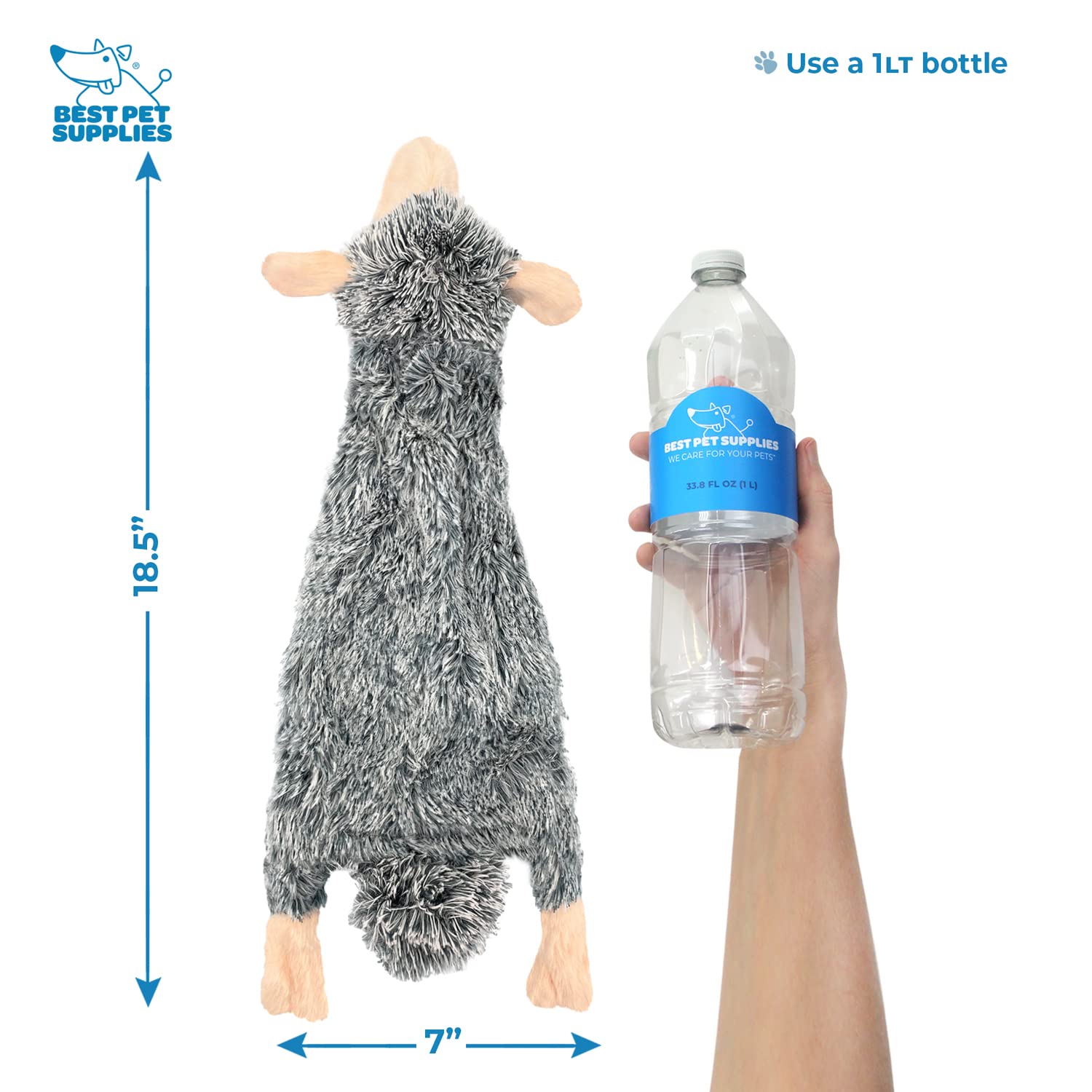 Best Pet Supplies 2-In-1 Stuffless Squeaky Dog Toys With Soft, Durable Fabric For Small, Medium, And Large Pets, No Stuffing For Indoor Play, Holds A Plastic Bottle - Sheep, Cow, Large